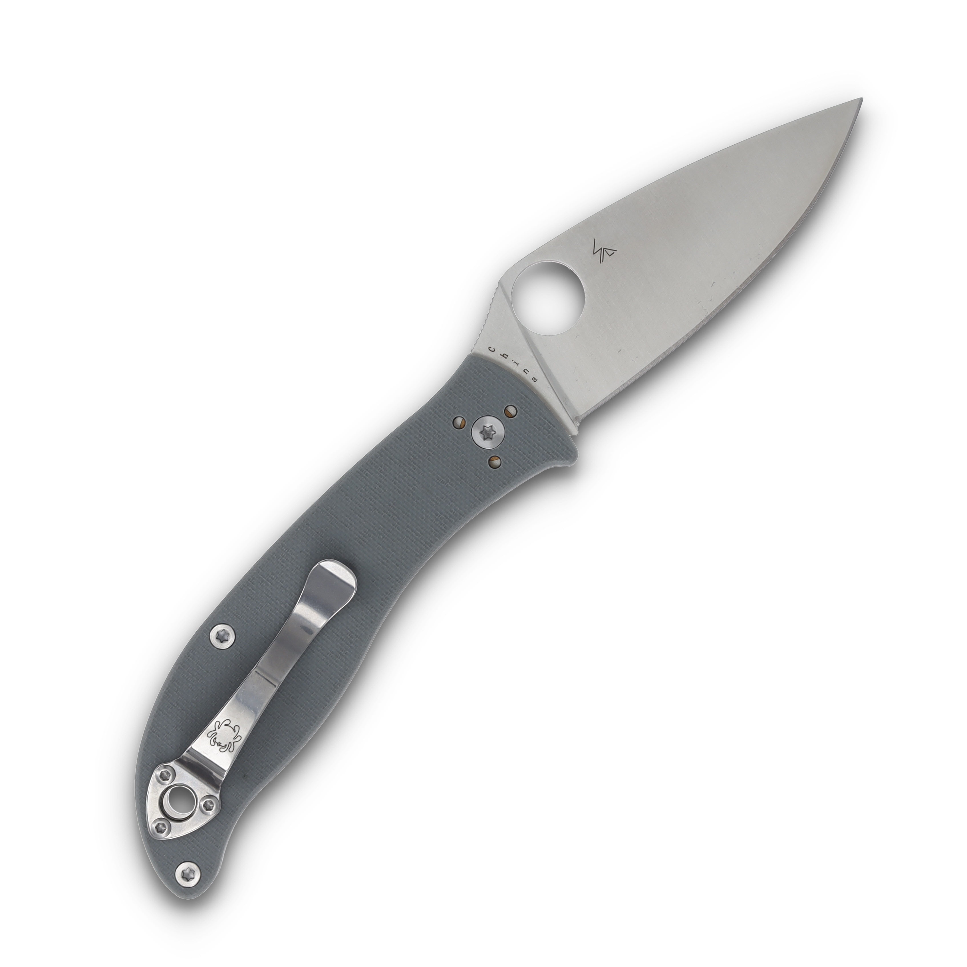 Spyderco PoleStar Folding Knife Gray G10 3.3in Satin Plain Blade SPC220GPGY View 2