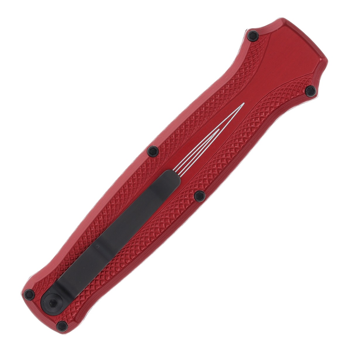 Piranha Rated-R Out-The-Front Automatic Knife Black 154CM Clip Point/Red PKCP19RT View 2