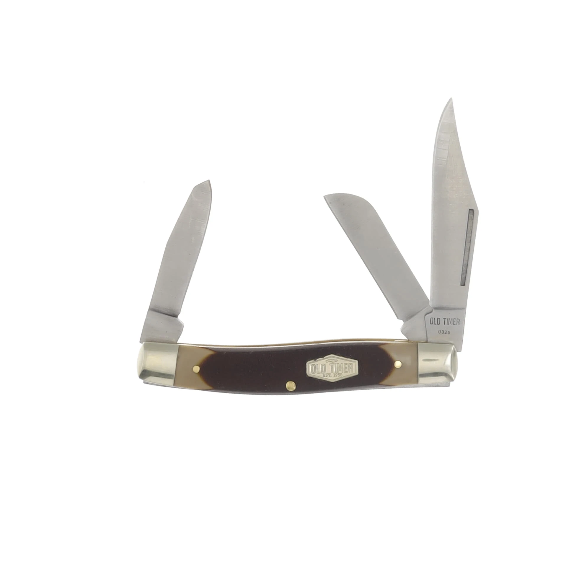 Old Timer Brown Sawcut Senior Stockman Folding Knife SCT8 View 1