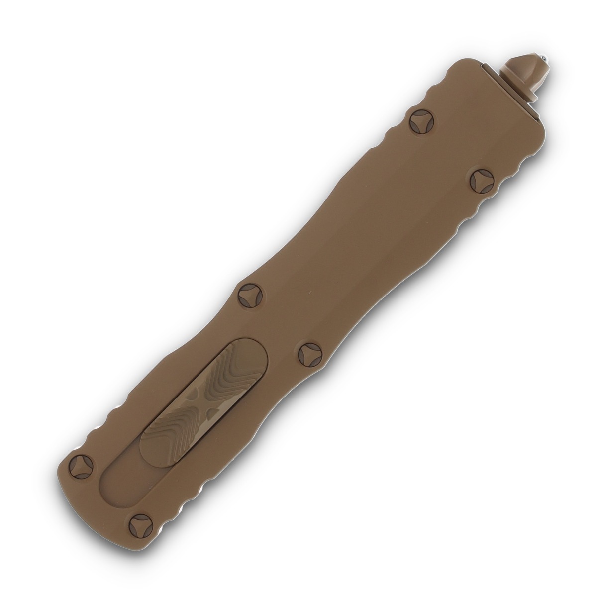 Microtech Dirac D/E OTF Automatic Knife Cerakote Tan Serrated AUMT2253CTA View 3