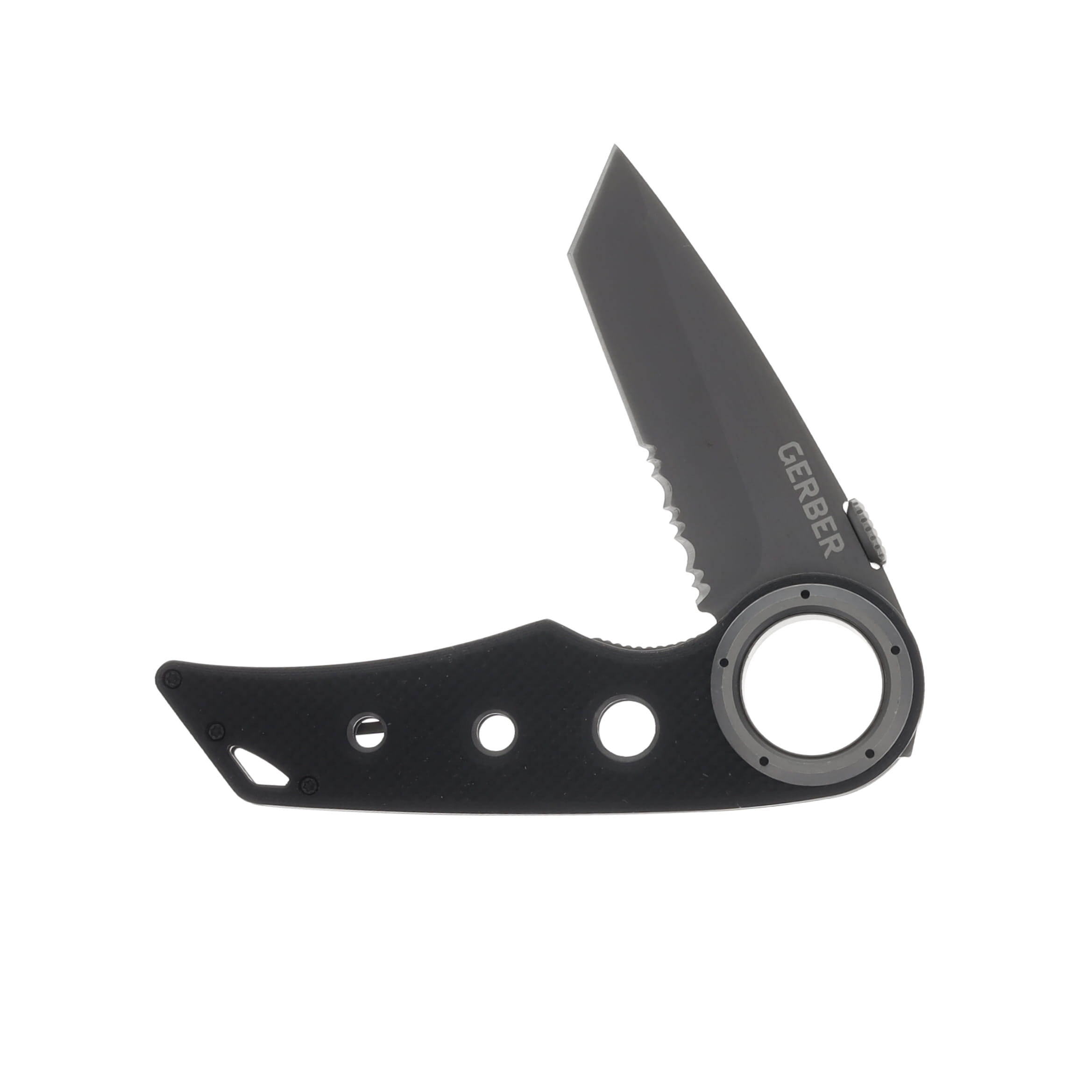 Gerber Remix Tactical Folding Knife 3in Black Part Serrated Tanto Blade G434 View 3