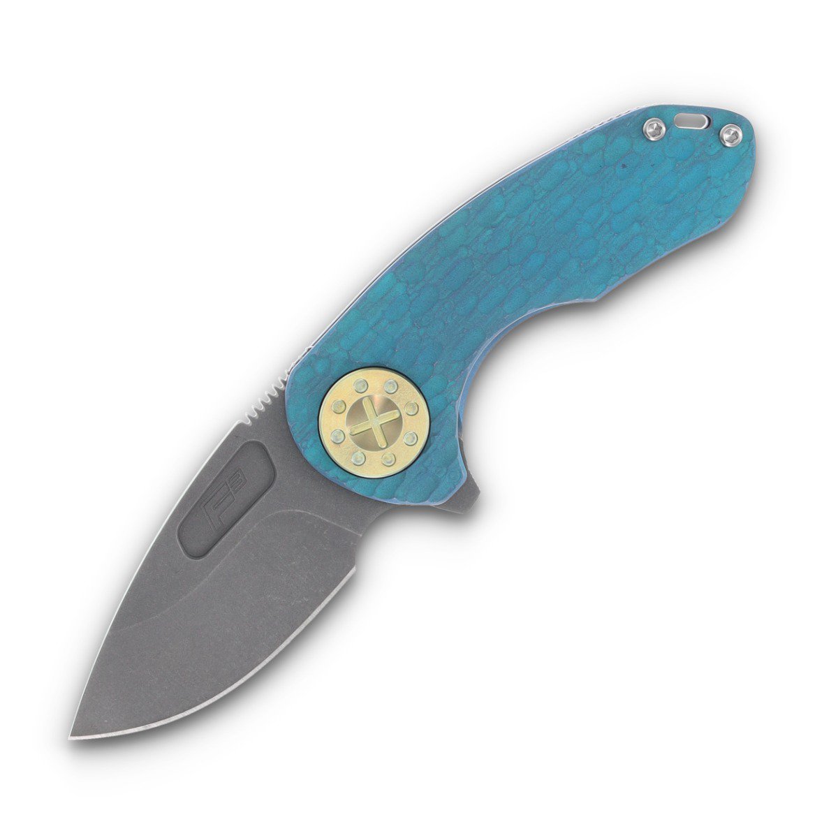 Curtiss Custom F3 Compact Framelock Folding Knife Magnacut Slicer/Aqua Blasted Yellow Titanium CCKF3CSLFFAY View 1