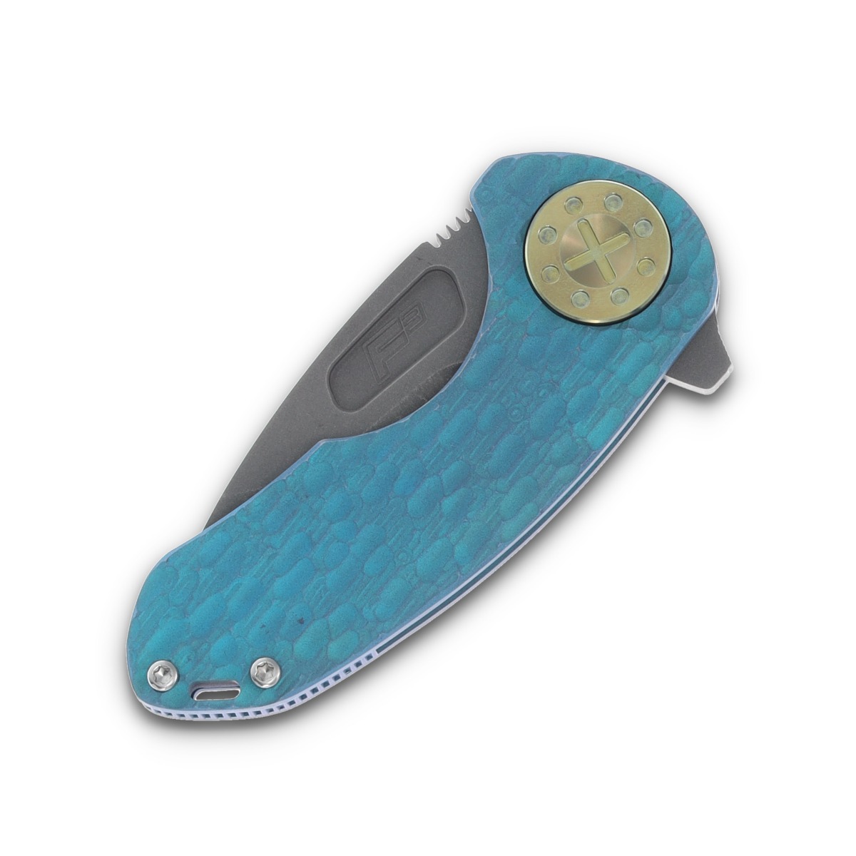 Curtiss Custom F3 Compact Framelock Folding Knife Magnacut Slicer/Aqua Blasted Yellow Titanium CCKF3CSLFFAY View 5