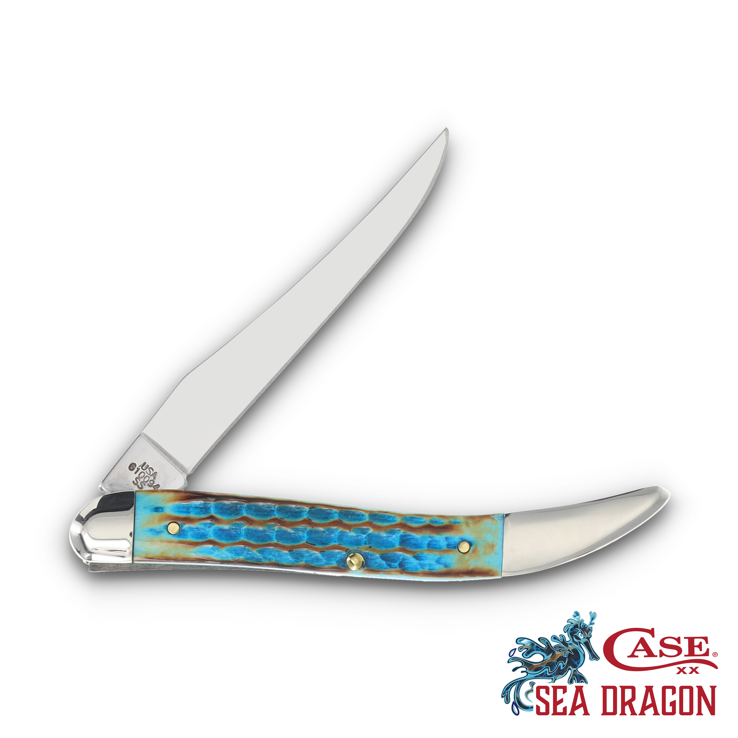Case XX SMKW Exclusive Sea Dragon Bone Medium Texas Toothpick Folding Knife View 2