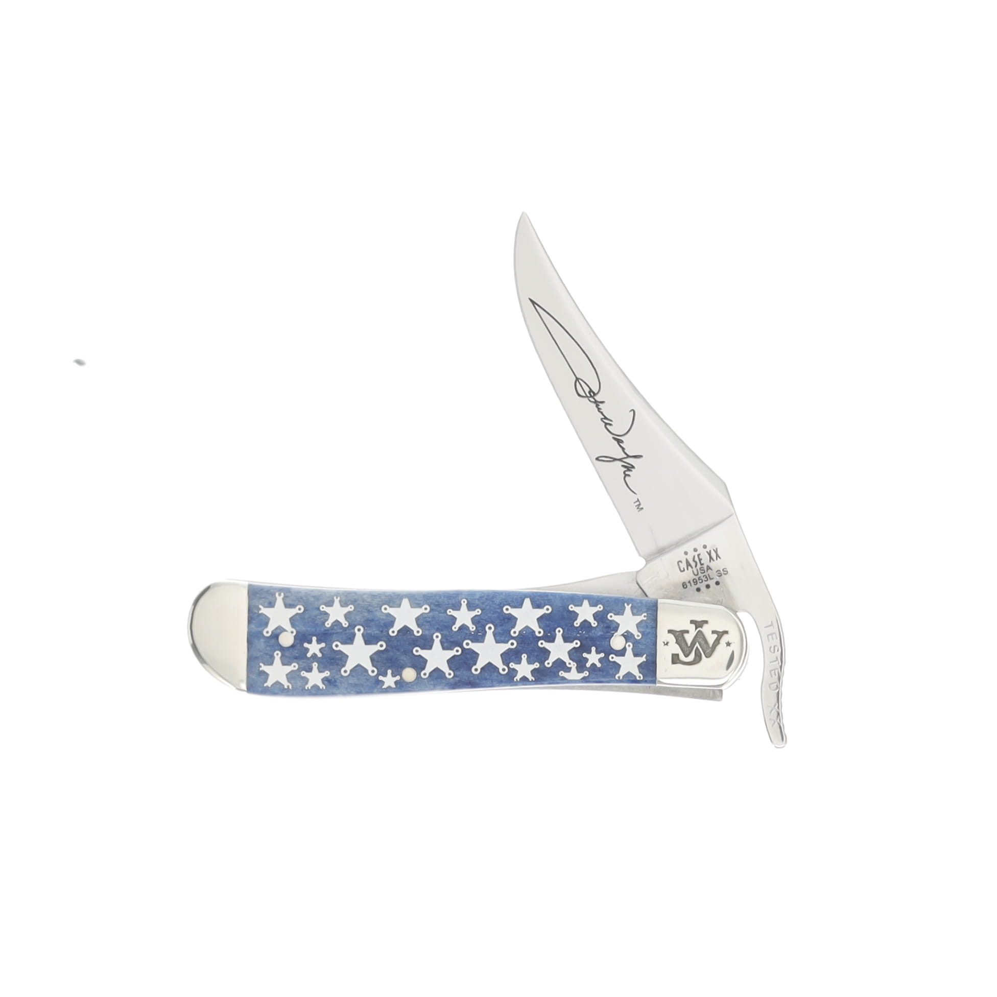 Case John Wayne Navy Blue Smooth Bone RussLock Folding Knife CA10716 View 3
