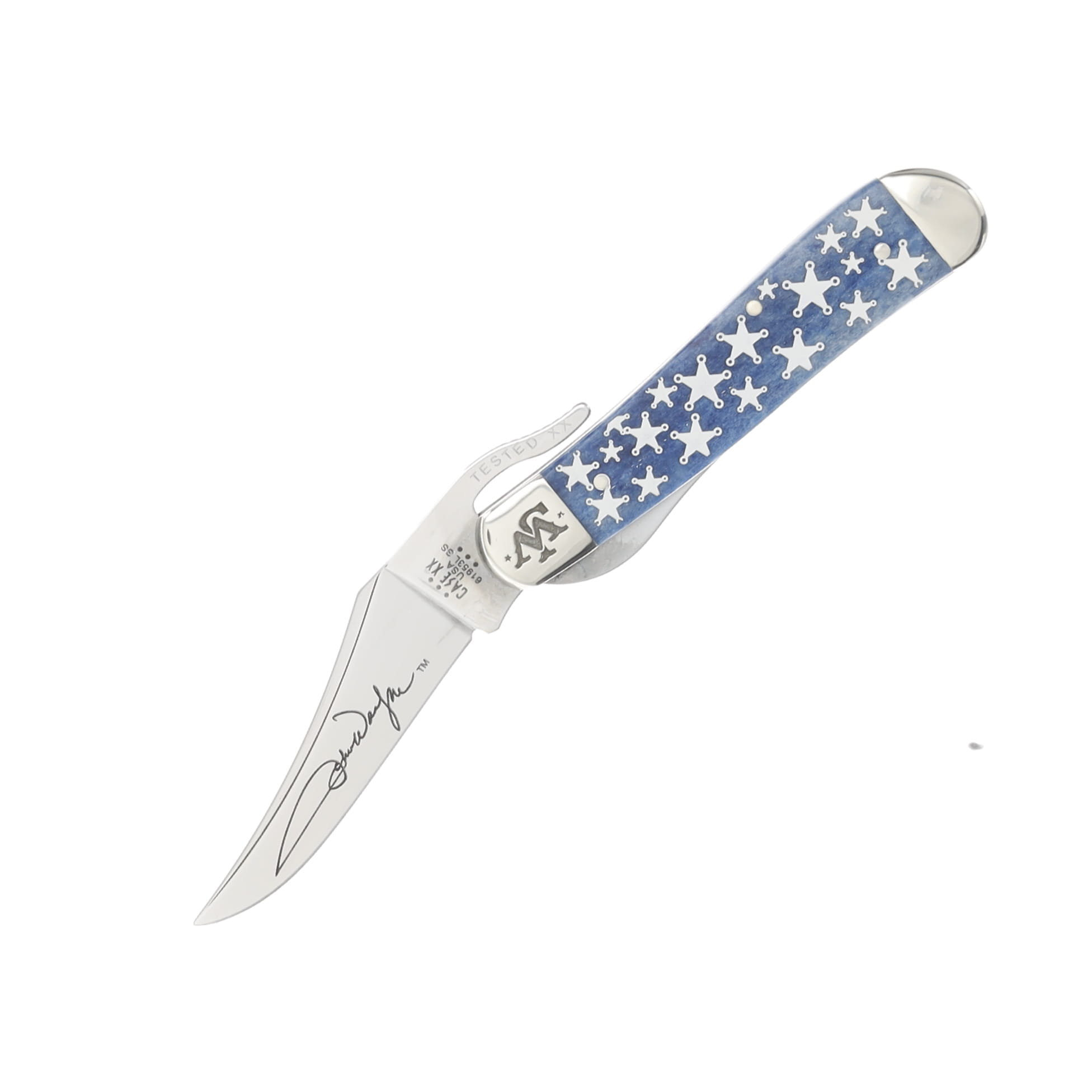 Case John Wayne Navy Blue Smooth Bone RussLock Folding Knife CA10716 View 1