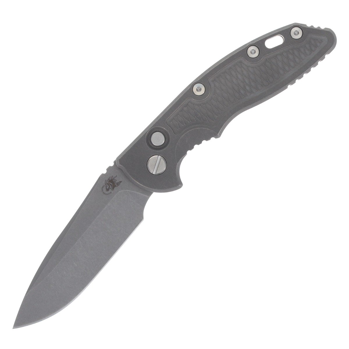 Hinderer XM-18 3.5 Automatic Knife Working Finish Spear Point/Textured Working Finish Titanium KAXM35SPEAUTOWF View 1