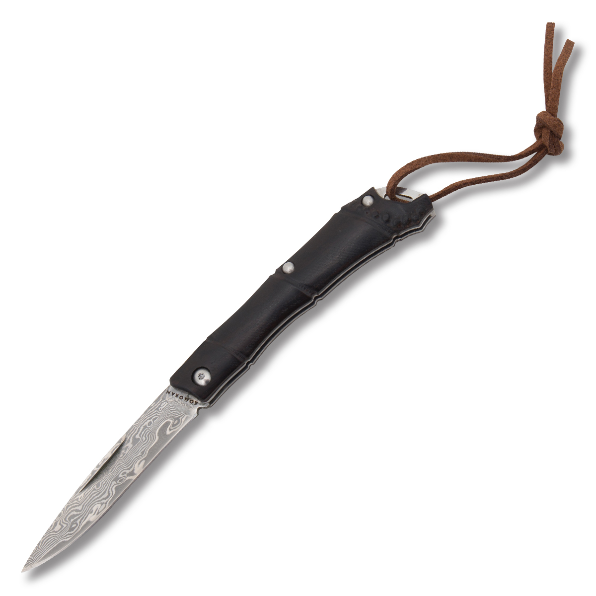 Komoran 034 Folding Knife 2.13 Inch Plain Damascus Drop Point KO034 View 1