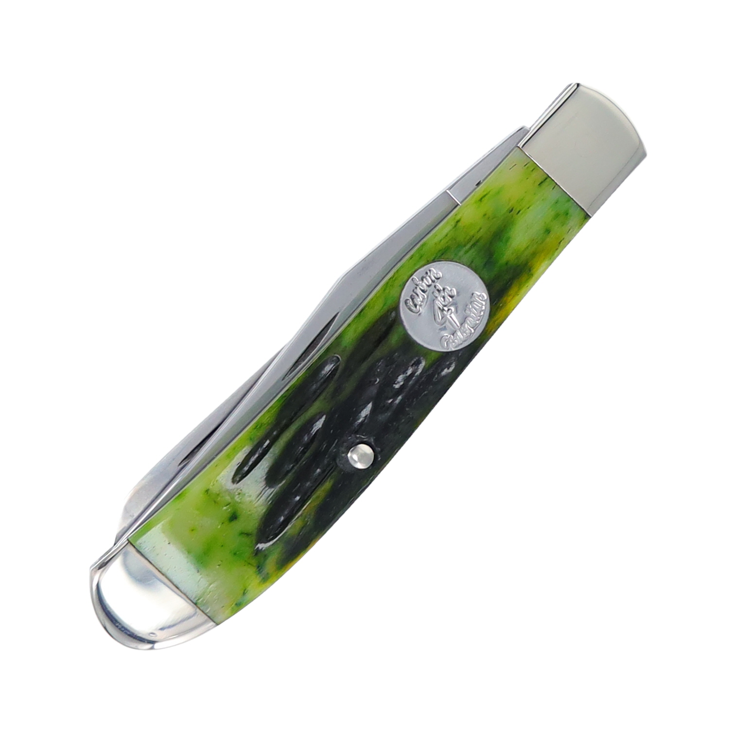 Bear & Son Hunter Green Stag Bone Mini Trapper Folding Knife BRGSBC07 View 2