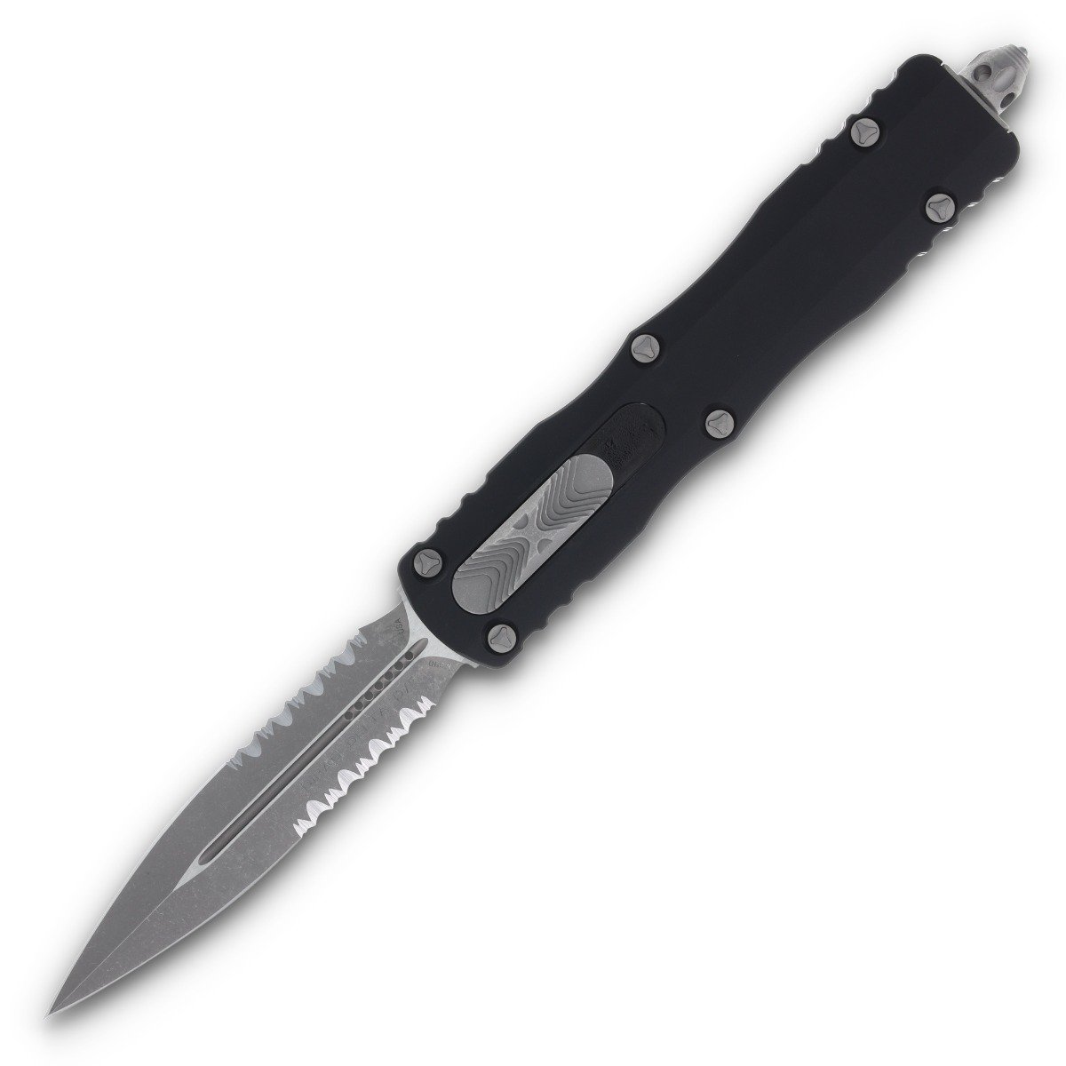 Microtech Dirac Delta Out-the-Front Automatic Knife (P/S Apocalyptic D/E  | Black) AUMT22711AP View 1
