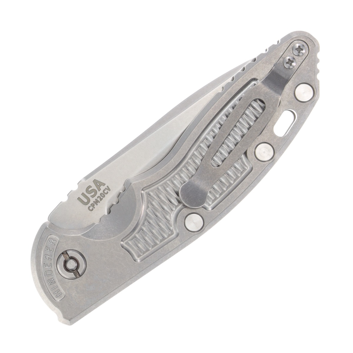 Hinderer XM-18 3.5 Automatic Knife Stonewash Spear Point/Textured Stonewash Titanium KAXM35SPEAUTOSW View 2