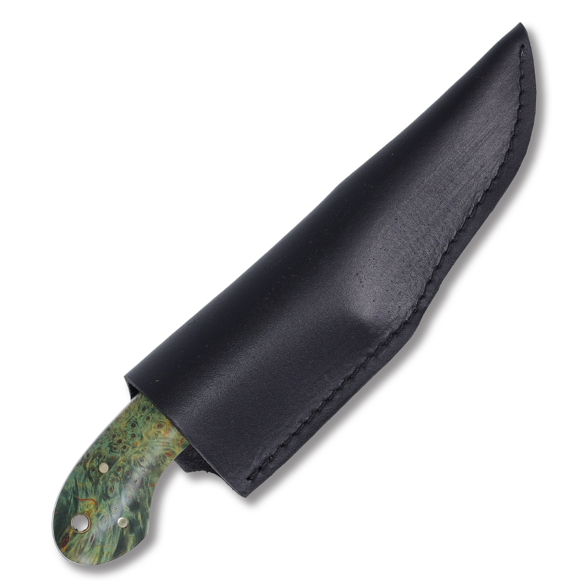 Komoran Dyed Burlwood Fixed Knife Green – Brown 3.5in Plain Satin Drop Point KO025 View 5