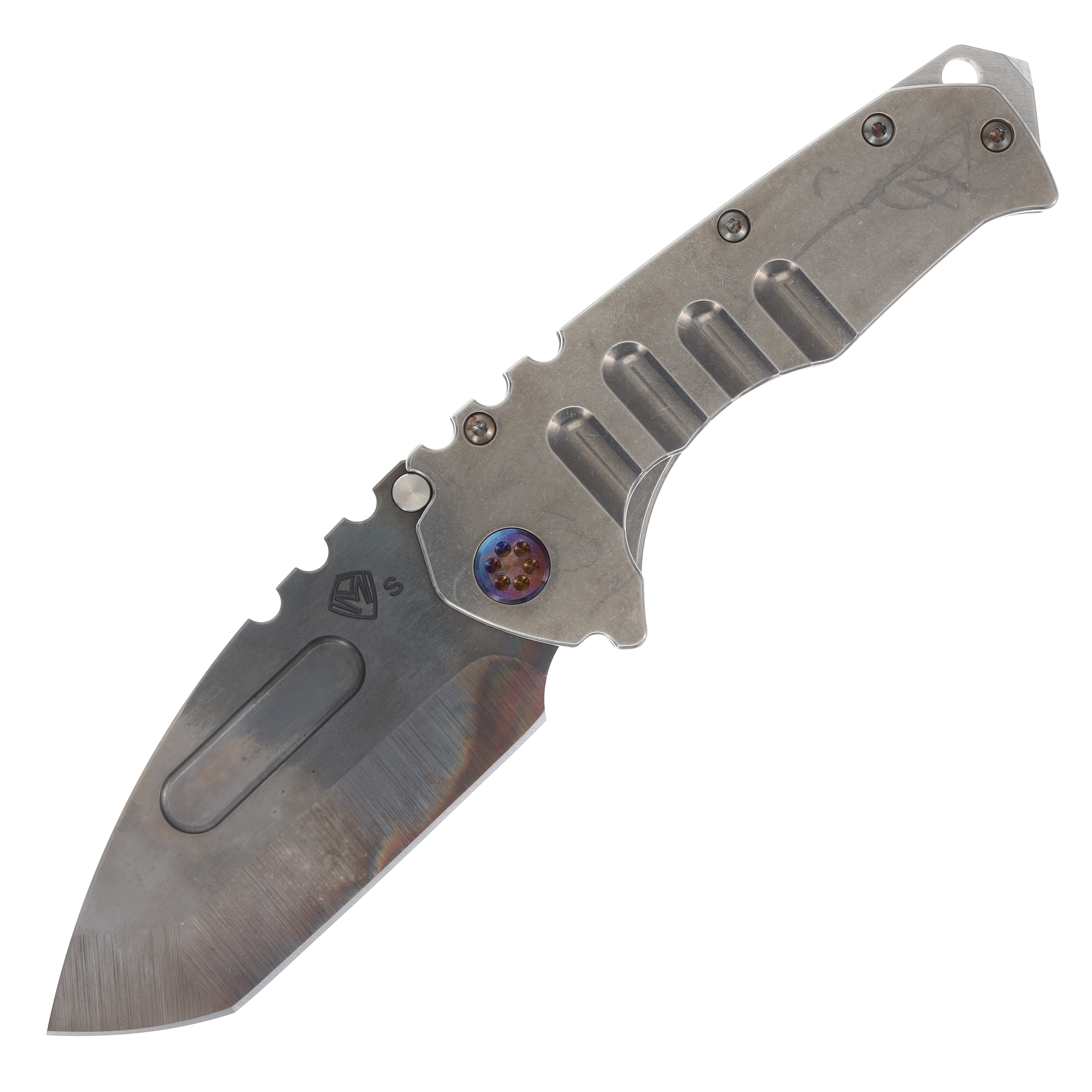 Medford Praetorian T Folding Knife Vulcan Tanto/Brushed Silver with Flamed Hardware MK012SVT-01TM-TFCF-BN View 1