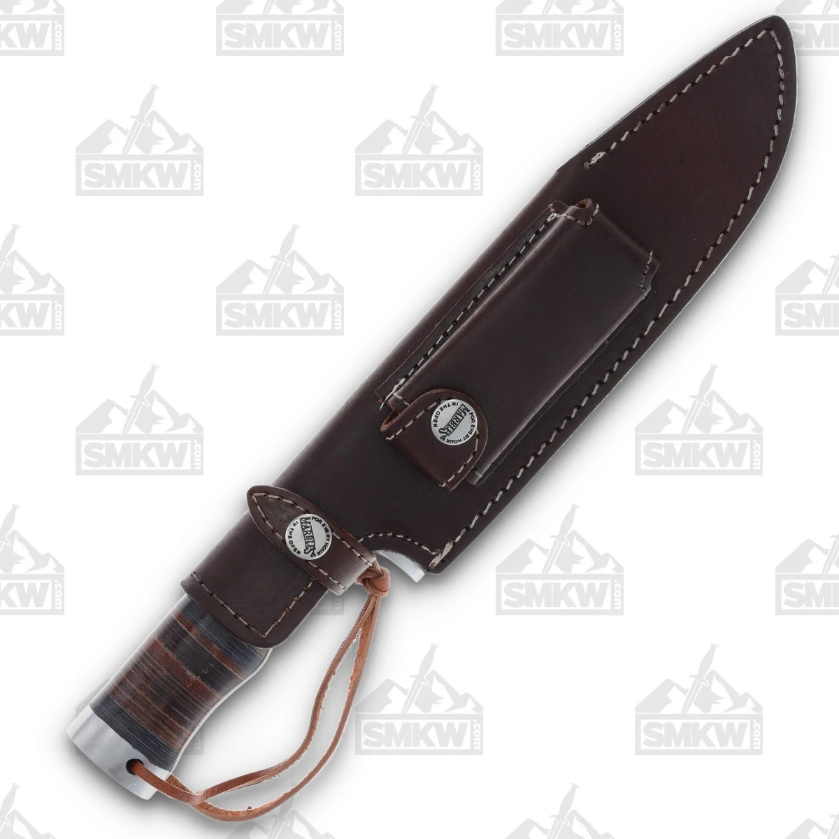 Marbles MR626 Stacked Leather 8in Bowie Fixed Blade MR626 View 5