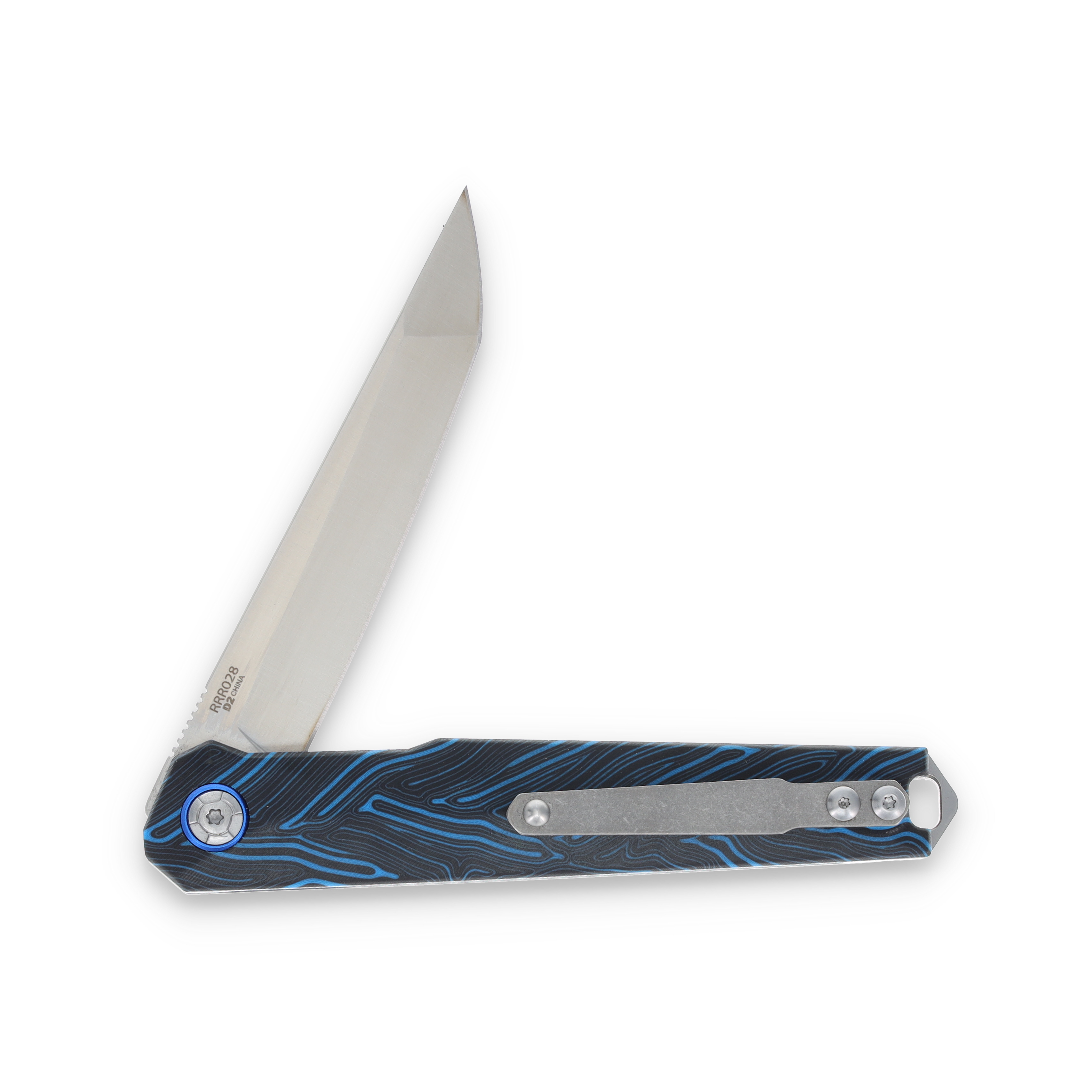 Rough Ryder Reserve Black and Blue D2 Tanto Folding Knife RRR028 View 4