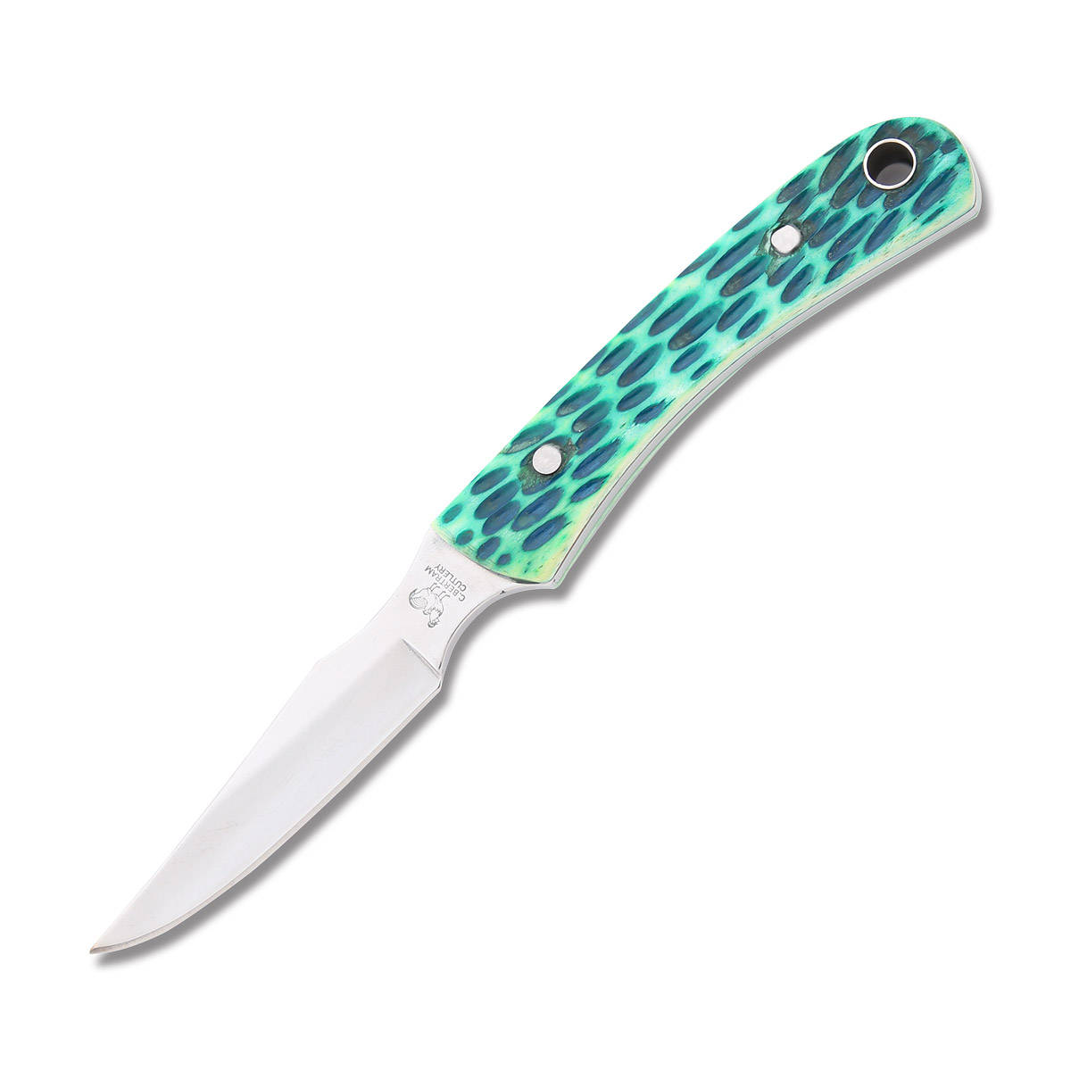 Hen & Rooster Antique Green Jigged Bone Caping Knife with Leather Sheath HR5025AGB View 3