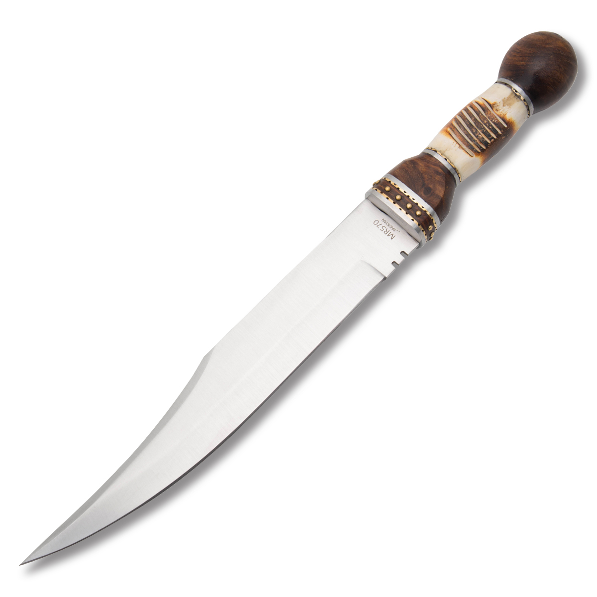 Marble's Wood and Torched Bone 11.5in Satin Bowie Blade MR570 View 2