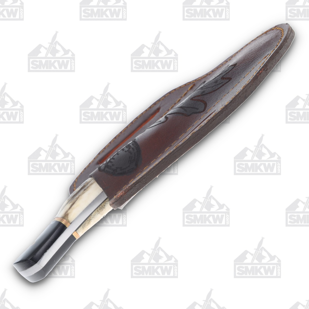 Marbles Small Stag Acorn Shield 3in Satin Spear Point Fixed Blade MR644 View 6