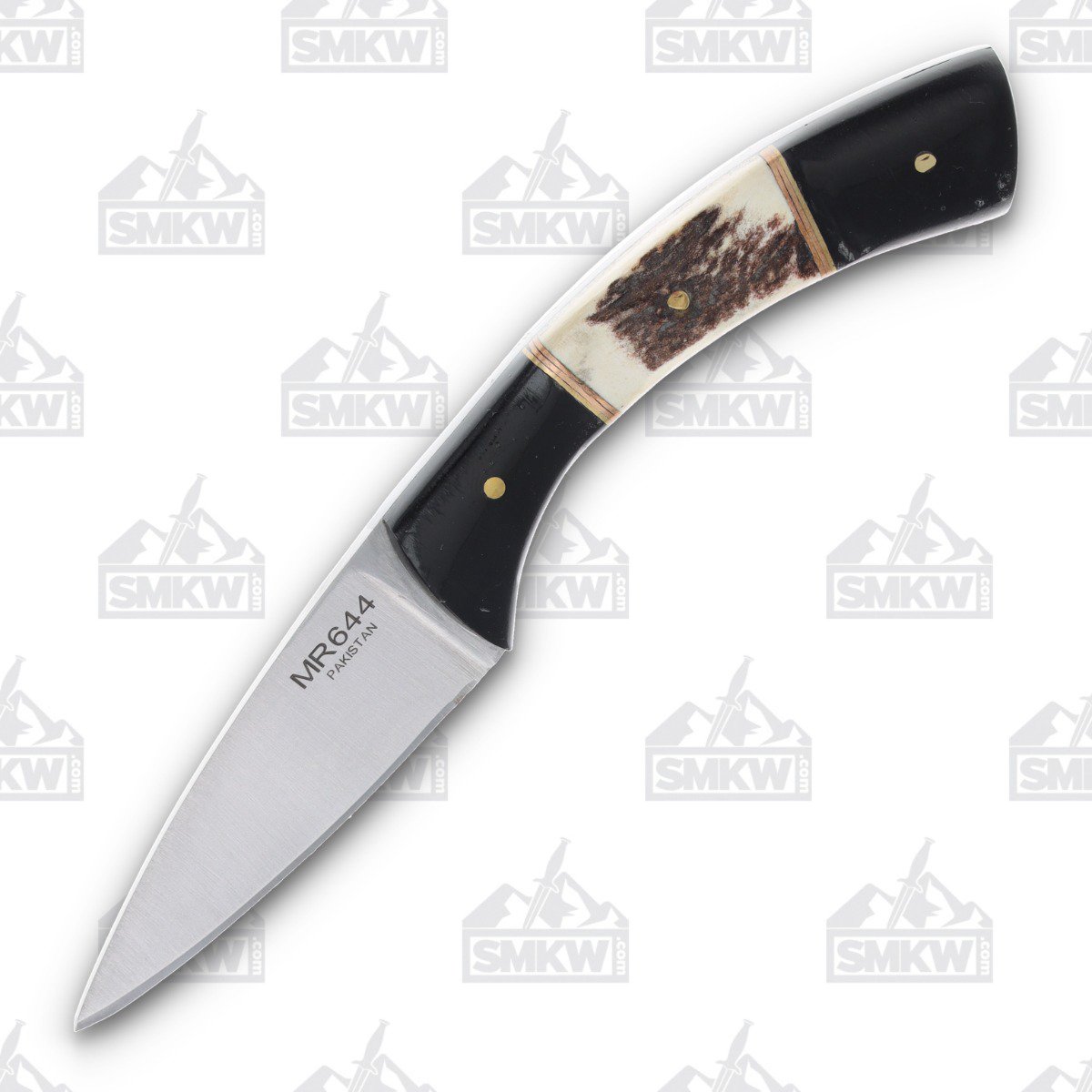 Marbles Small Stag Acorn Shield 3in Satin Spear Point Fixed Blade MR644 View 1