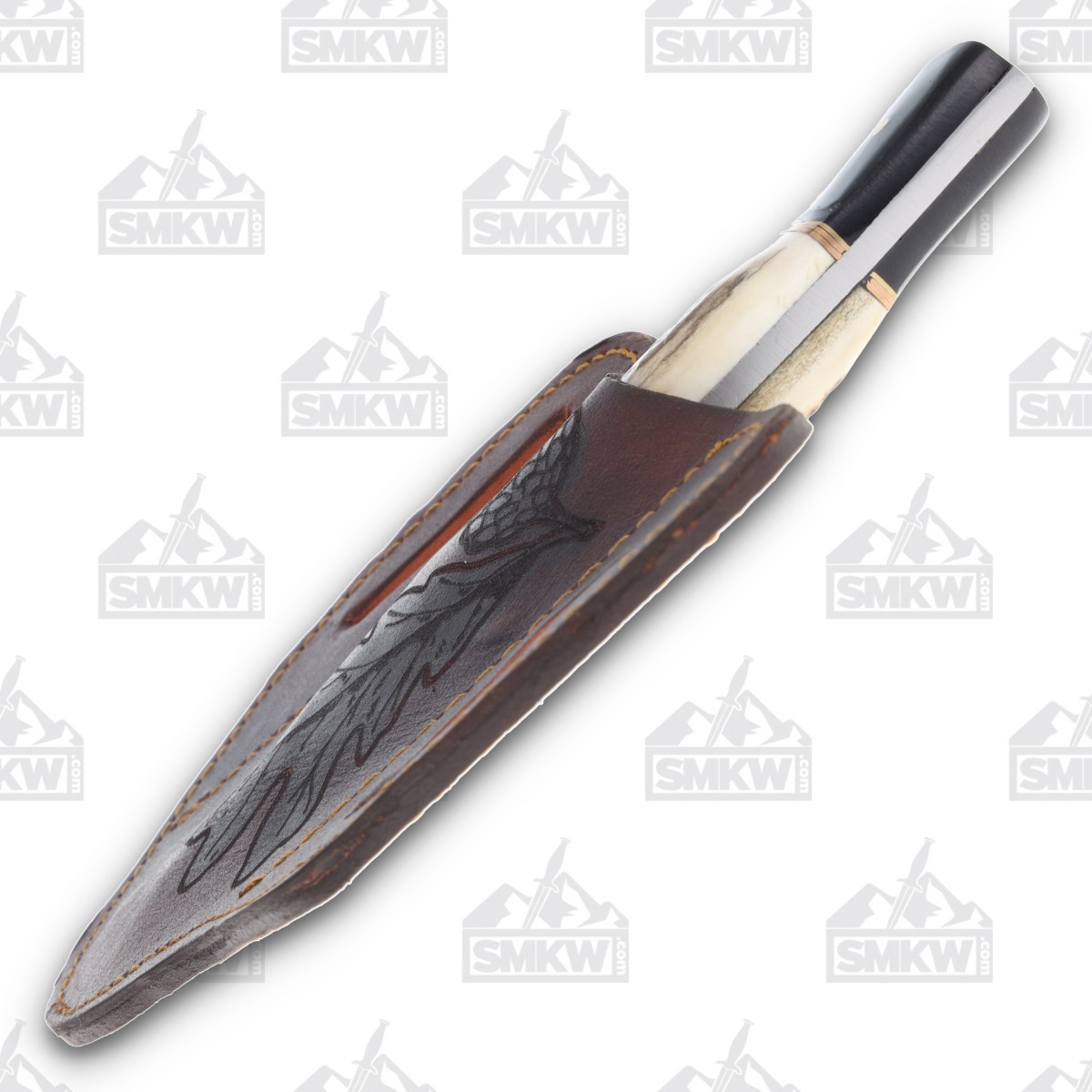 Marbles Small Stag Acorn Shield 3in Satin Spear Point Fixed Blade MR644 View 8