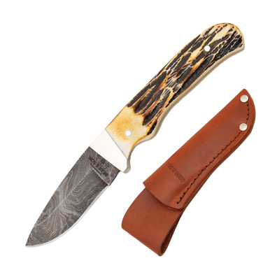 Bear & Son Damascus Skinner 2.87 Inch Plain Damascus Drop Point View 1