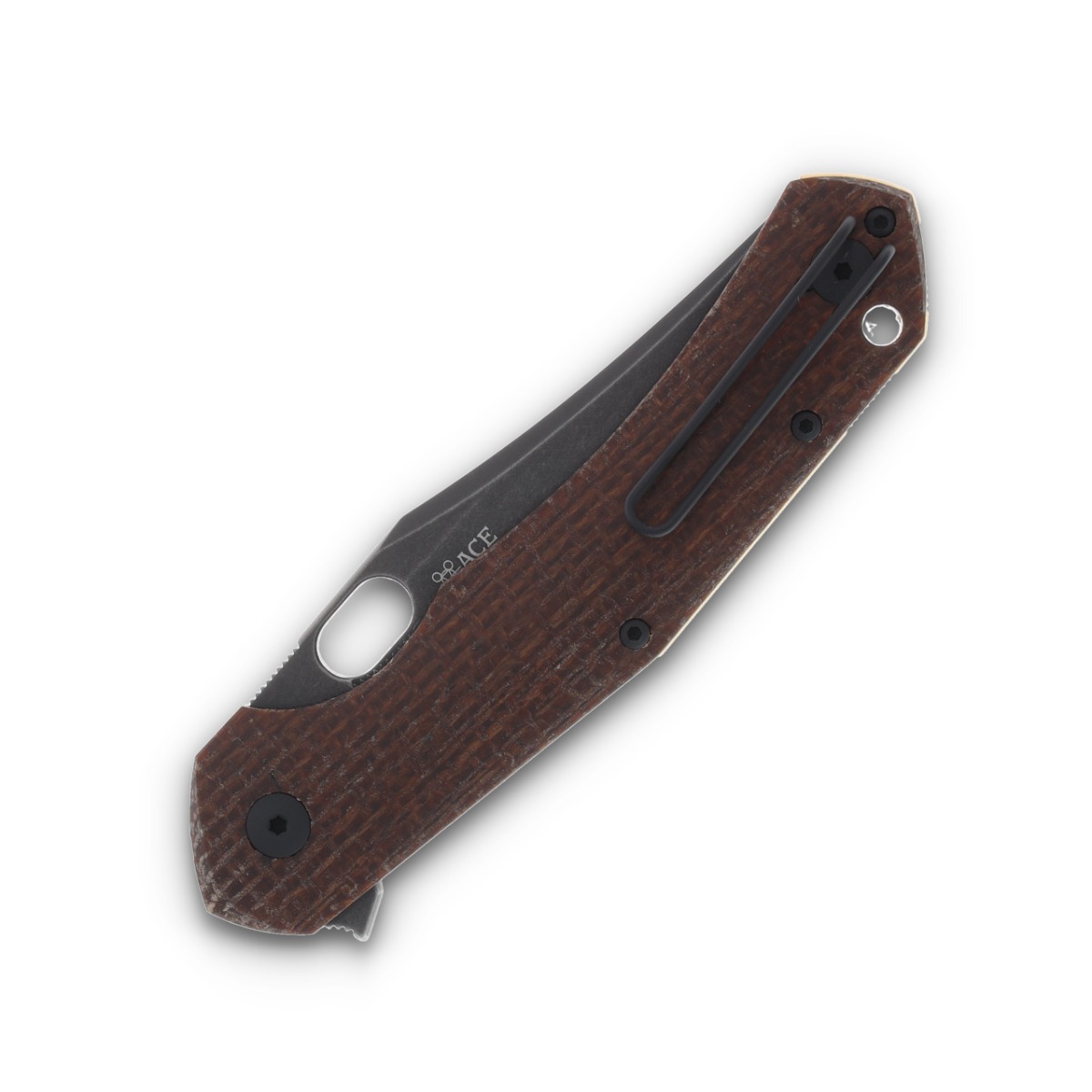 GiantMouse ACE Jutland Linerlock Folding Knife PVD Stonewash Vanadis 4E/Burlap Micarta JUTLAND-BURLAP-MICARTA View 6