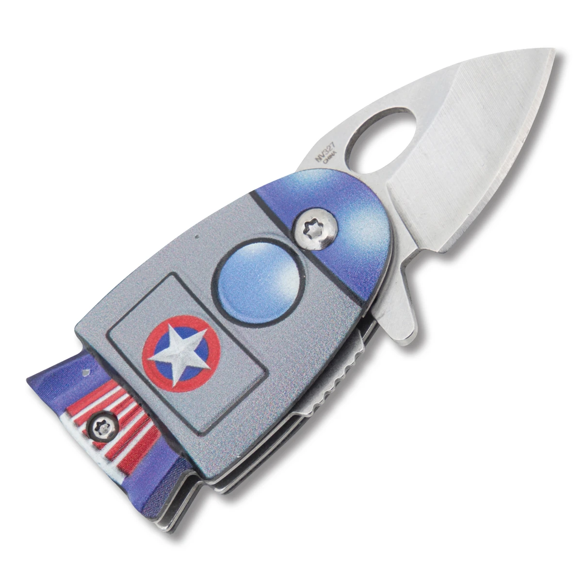 Novelty Knife Co. Cosmic American Rocket Ship 1in Drop Point Knife NV327 View 2