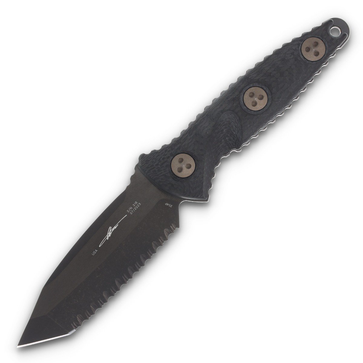 Microtech SOCOM Alpha Mini Fixed Blade Knife (Signature Series, Serrated DLC/Carbon Fiber) MT114M3DLCCFS View 1