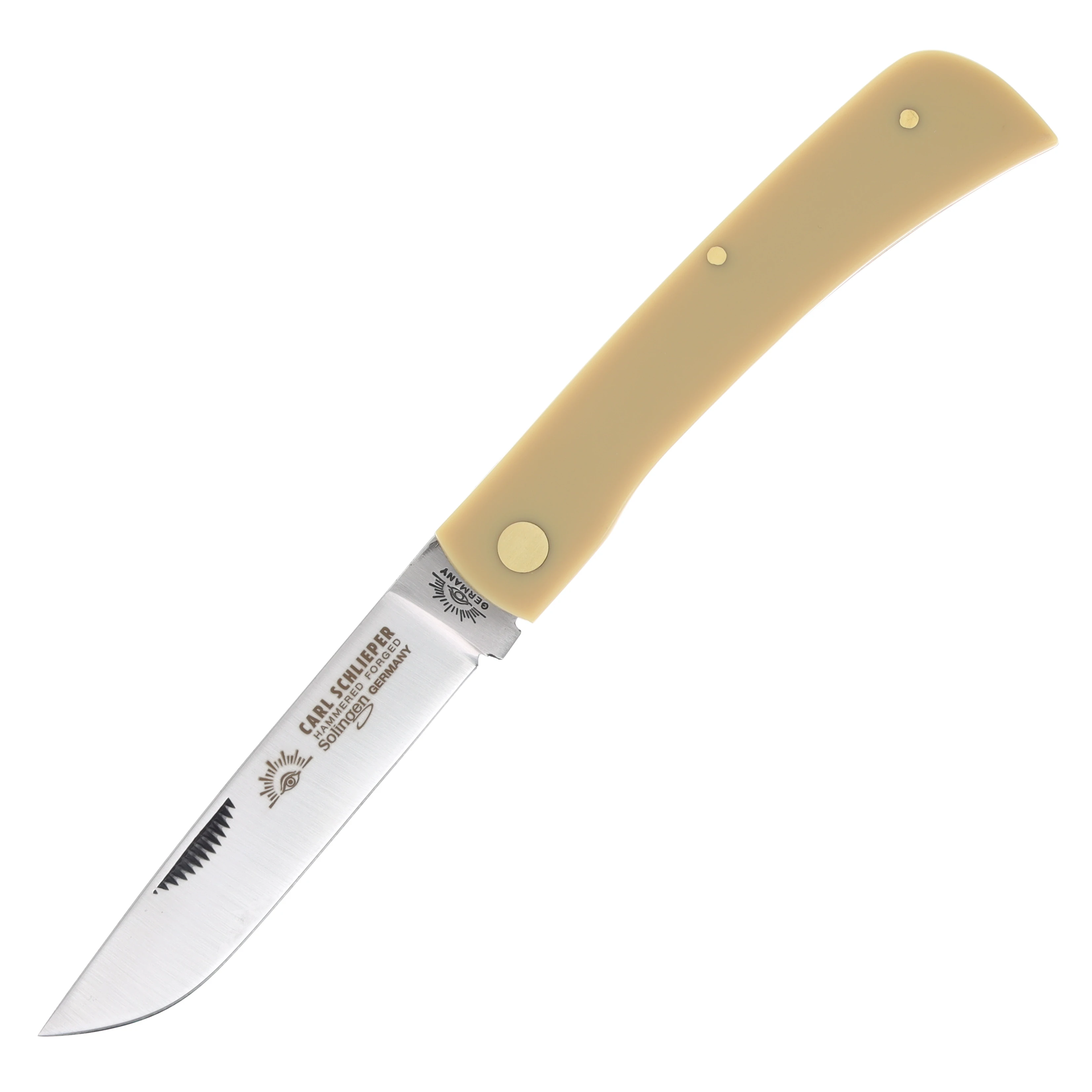 Eye Brand Clodbuster Folding Knife 3.8in Plain Edge Yellow Composition EB99Y View 3