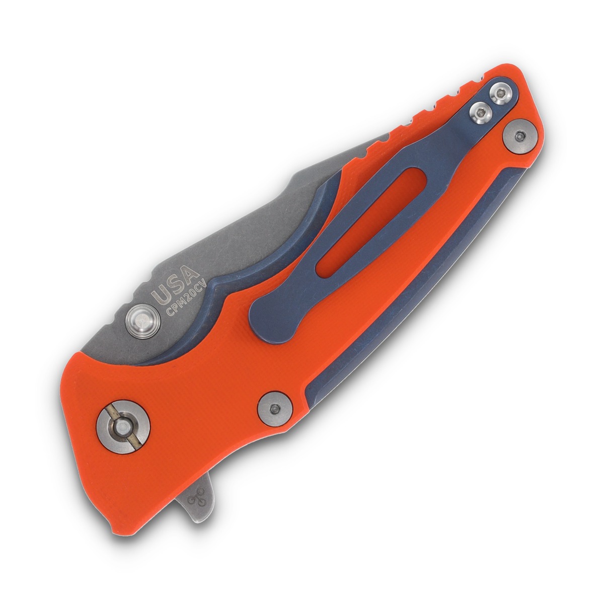 Hinderer Eklipse 3.0 Linerlock Working Finish 20CV Harpoon Spanto Orange G-10/Battle Blue KEK30HSBBOR View 6