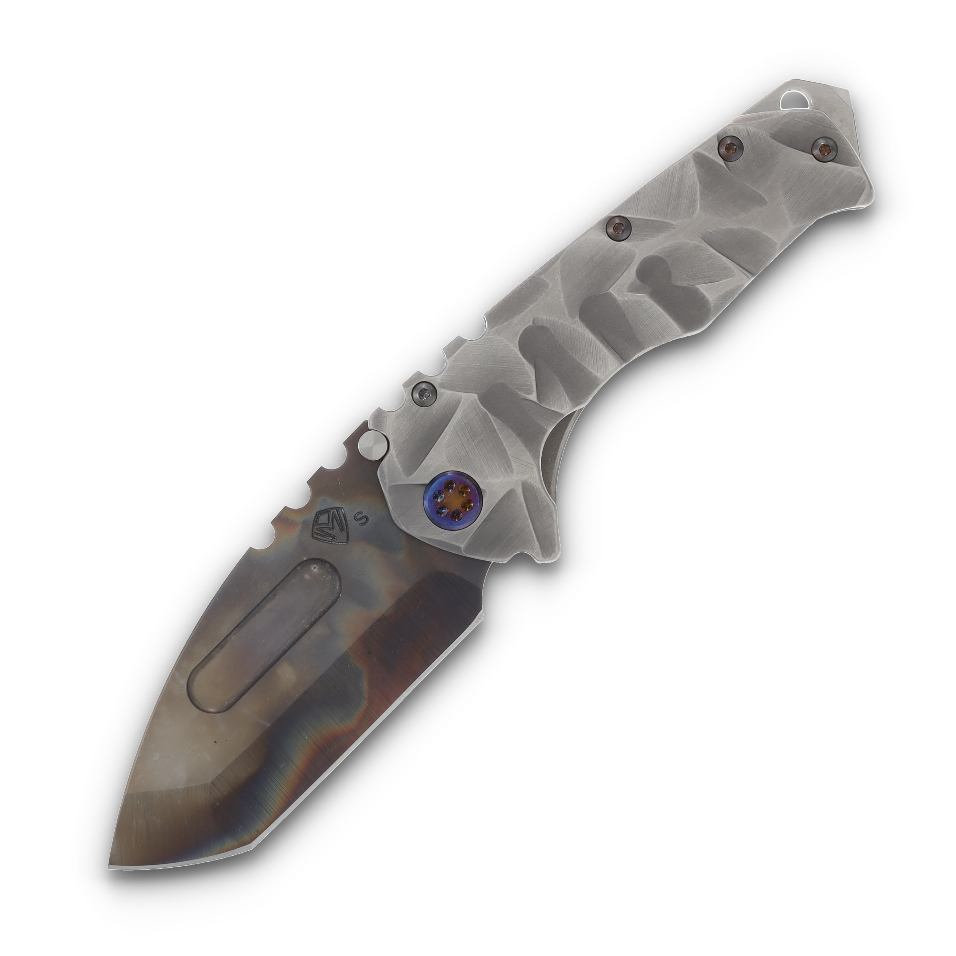Medford Praetorian T Framelock Folding Knife (Vulcan Tanto | Sculpted Handles | Flamed Hardware) MK012SVT-01TM-TFCF-SN View 1