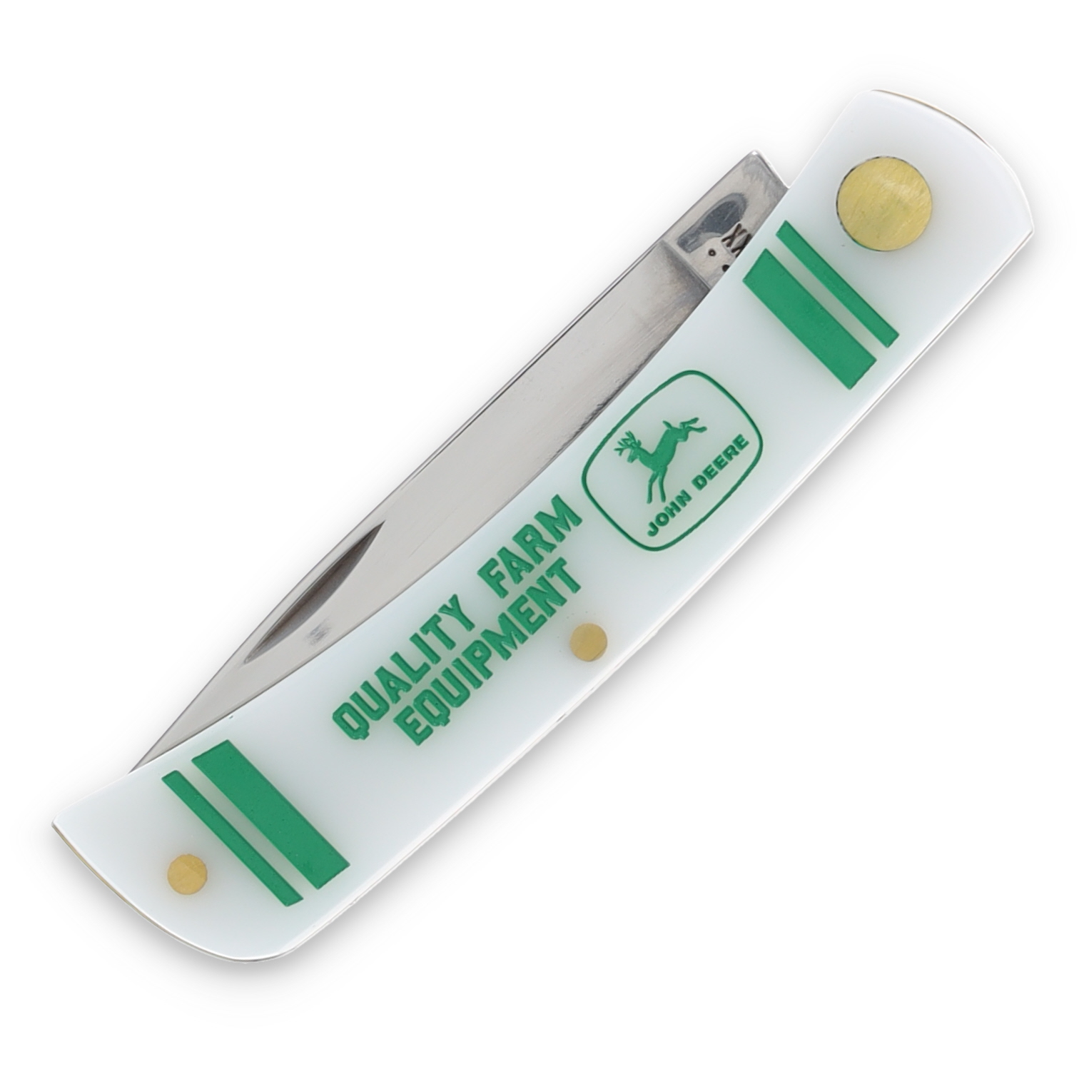 Case XX John Deere Smooth White Synthetic Sod Buster Jr Folding Knife CA15789 View 5
