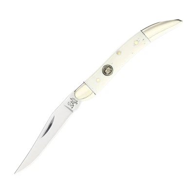Hen & Rooster Small Toothpick Folding Knife White Smooth Bone View 1