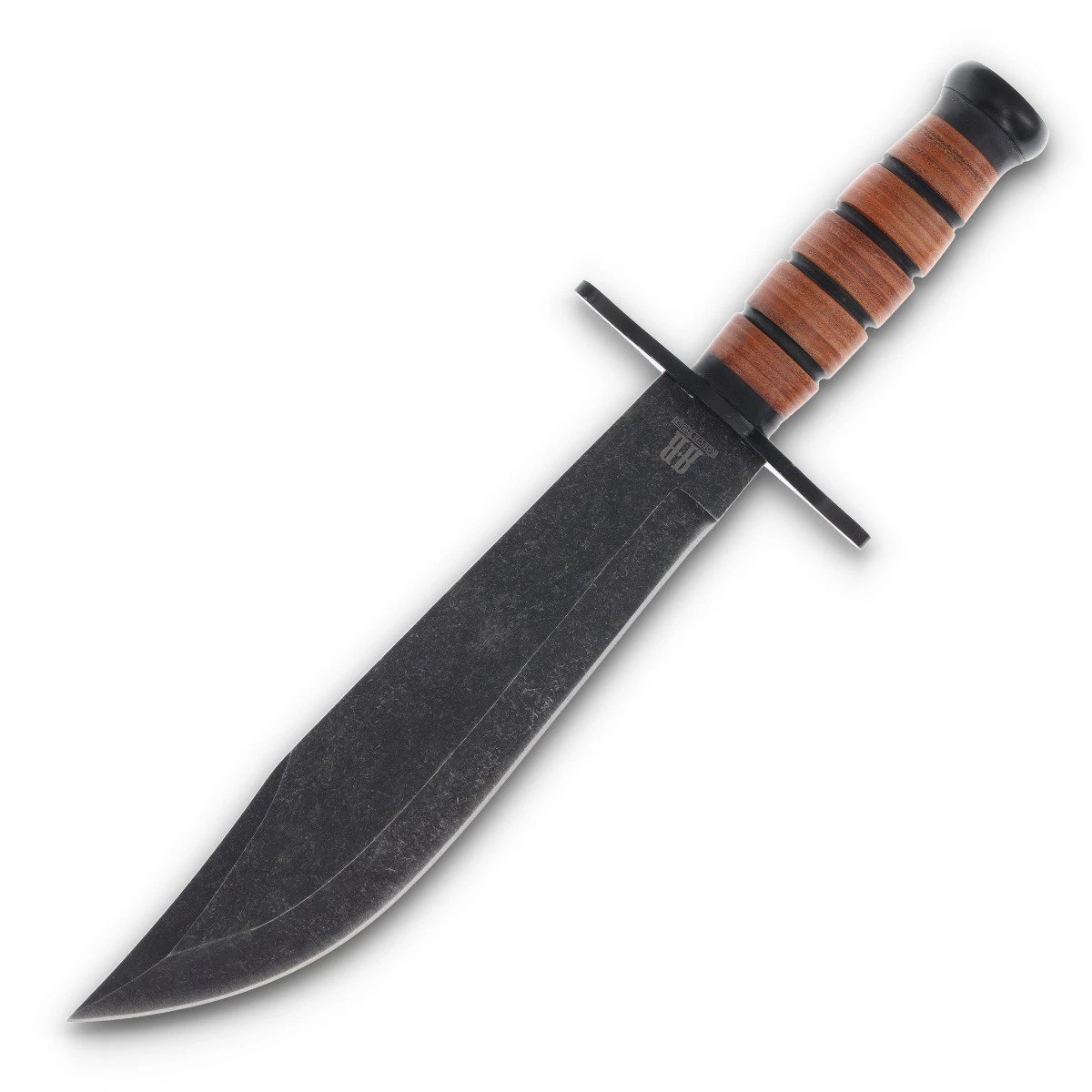 Rough Ryder RR2586 Combat Bowie Distressed Black/Stacked Leather RR2586 View 1