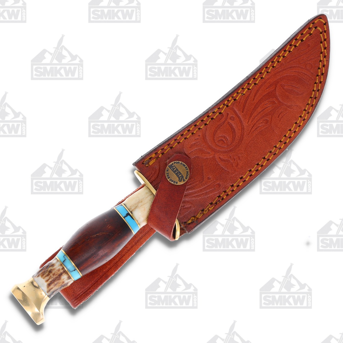 Marbles Skinner Wood and Stag 5.5in Satin Upswept Fixed Blade Knife MR490 View 5