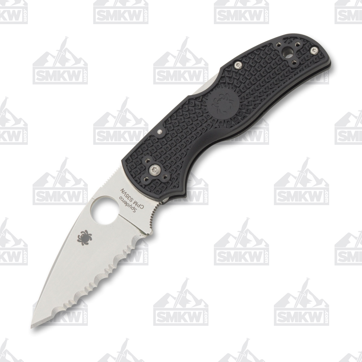 Spyderco Native 5 Folding Knife 2.95in Serrated Satin Drop Point SPC41SBK5 View 2