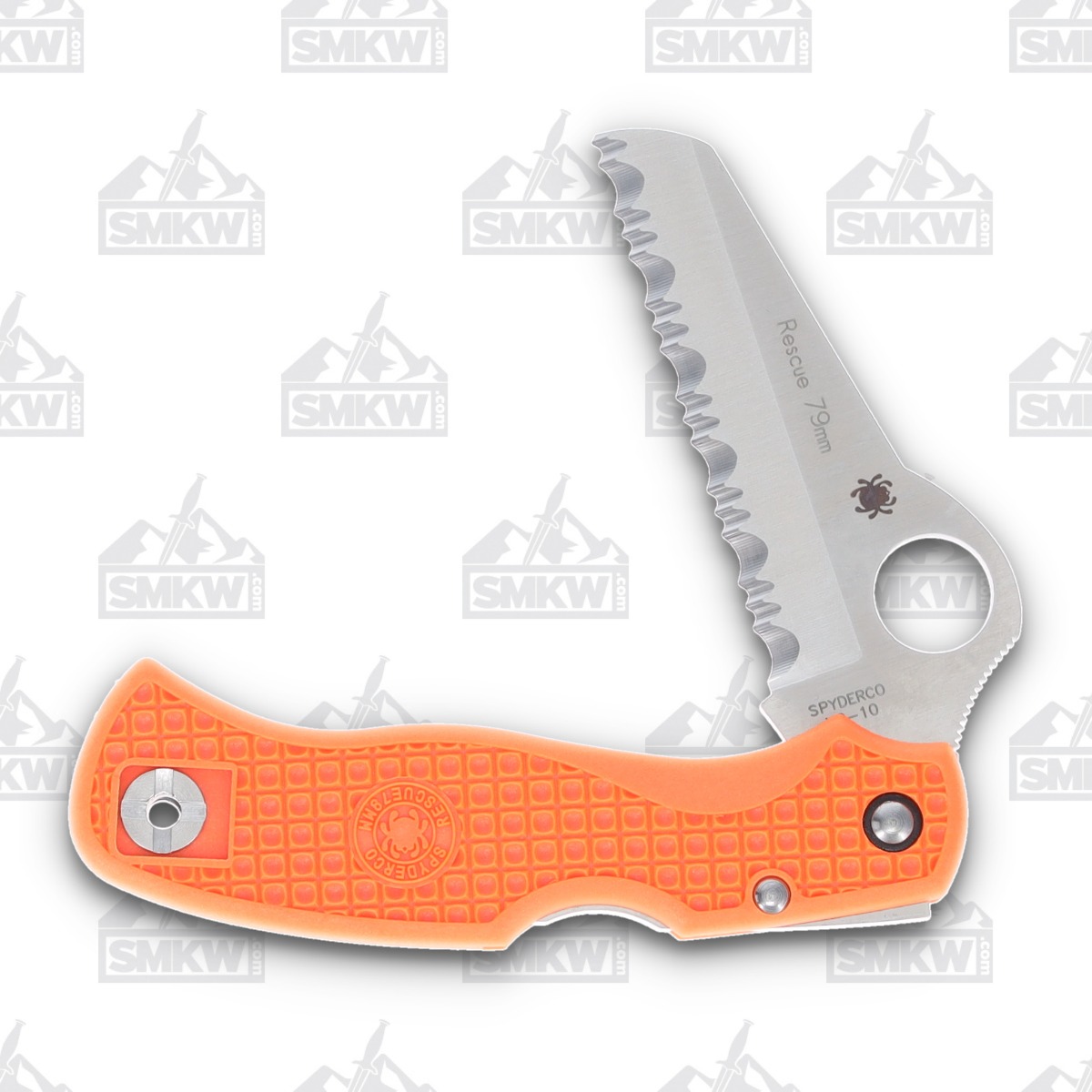 Spyderco Rescue 79MM Orange 3.11 Inch Serrated Satin Sheepsfoot SPC45SOR View 2