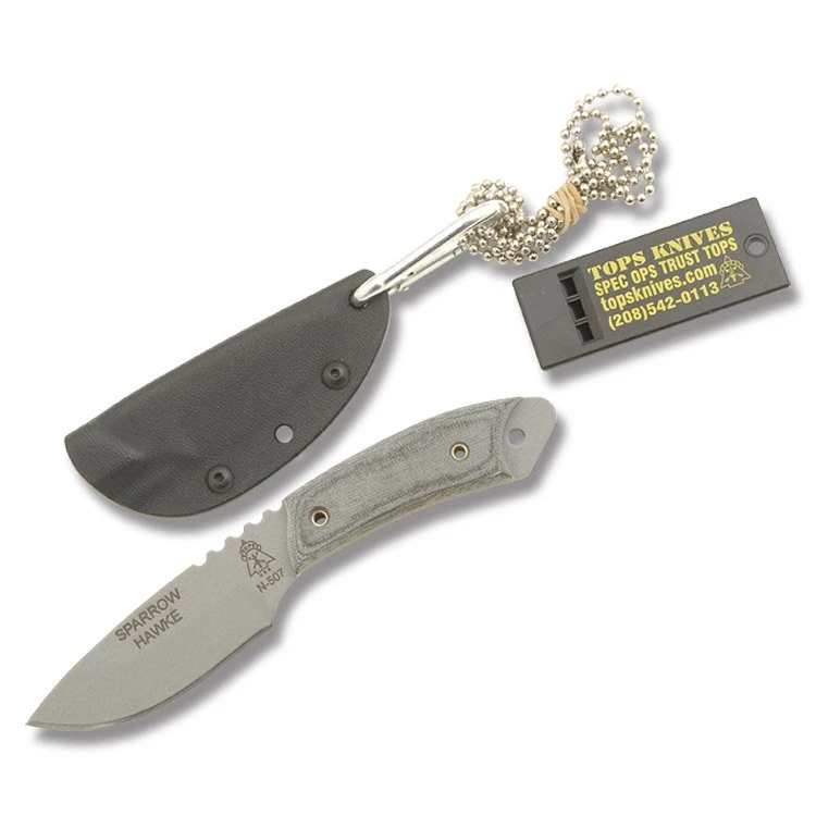 TOPS Sparrow Hawke Fixed Blade 2.63in Plain Tactical Gray Drop Point TPSPH01 View 1