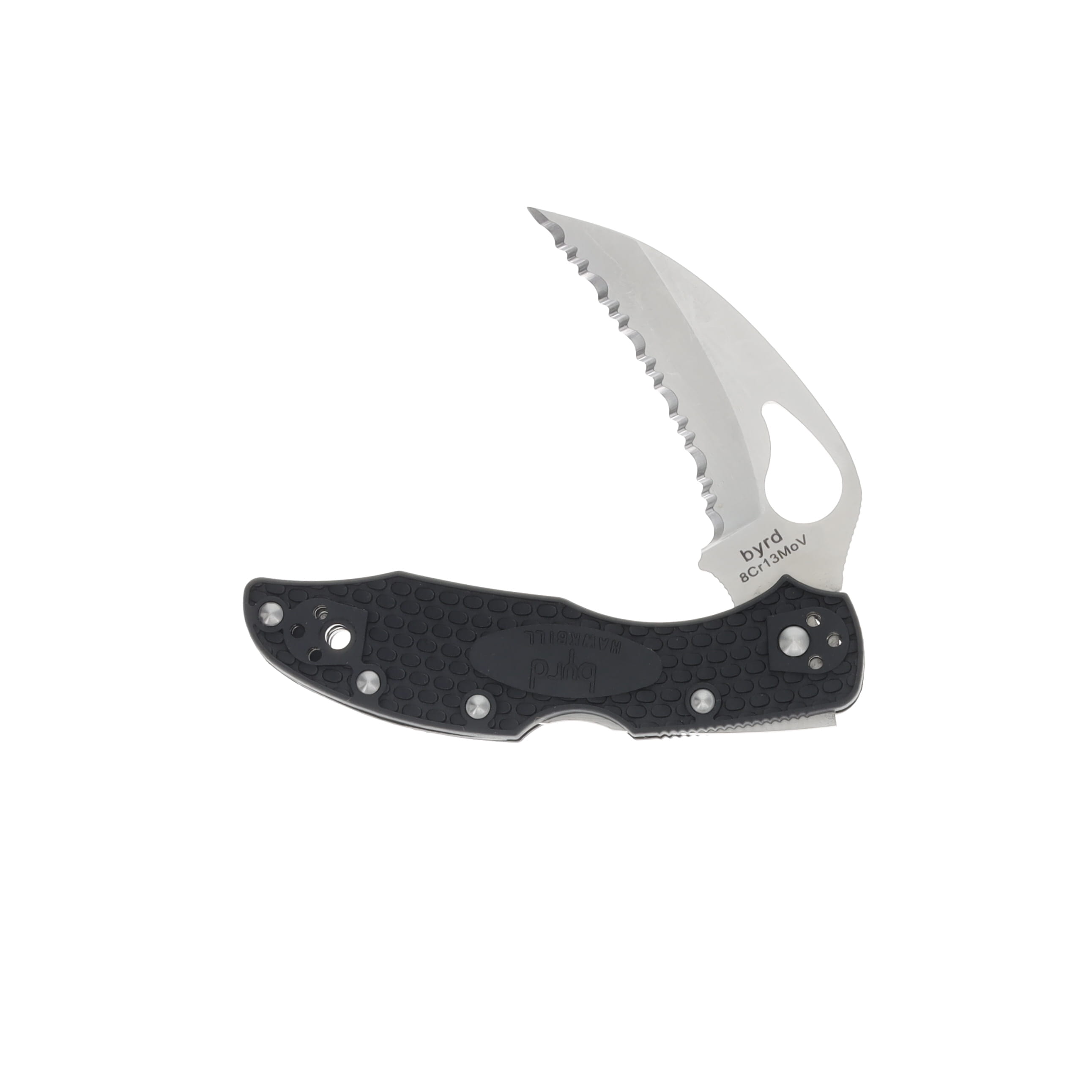 Spyderco Byrd Folding Knife 2.9 Inch Serrated Satin Hawkbill SPBY22SBK View 3