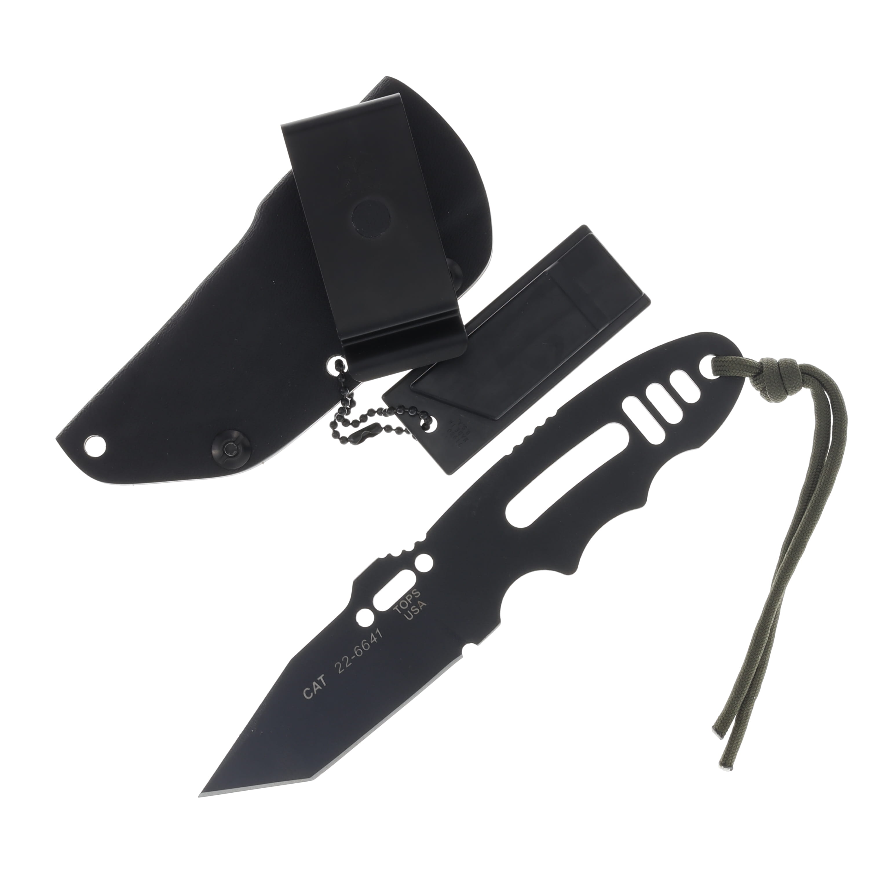 TOPS Knives C.A.T. M-257 Fixed Blade Knife Black 3.25in Tanto Blade TP202 View 1