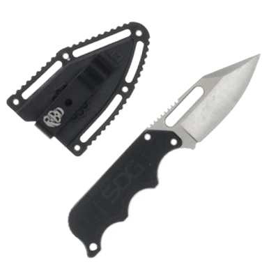 SOG Knives Instinct Fixed Blade Black G10 2.3in Plain Satin Clip Point View 2