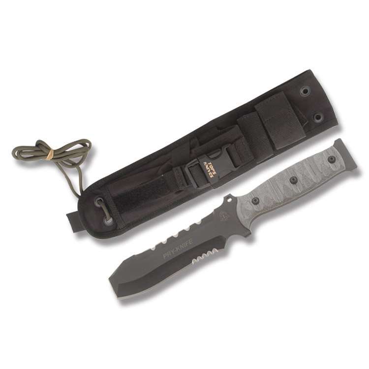 TOPS Pry Knife 4.5in Part Serr Black Chisel with PPE Tool Kit TPTPK001 View 1