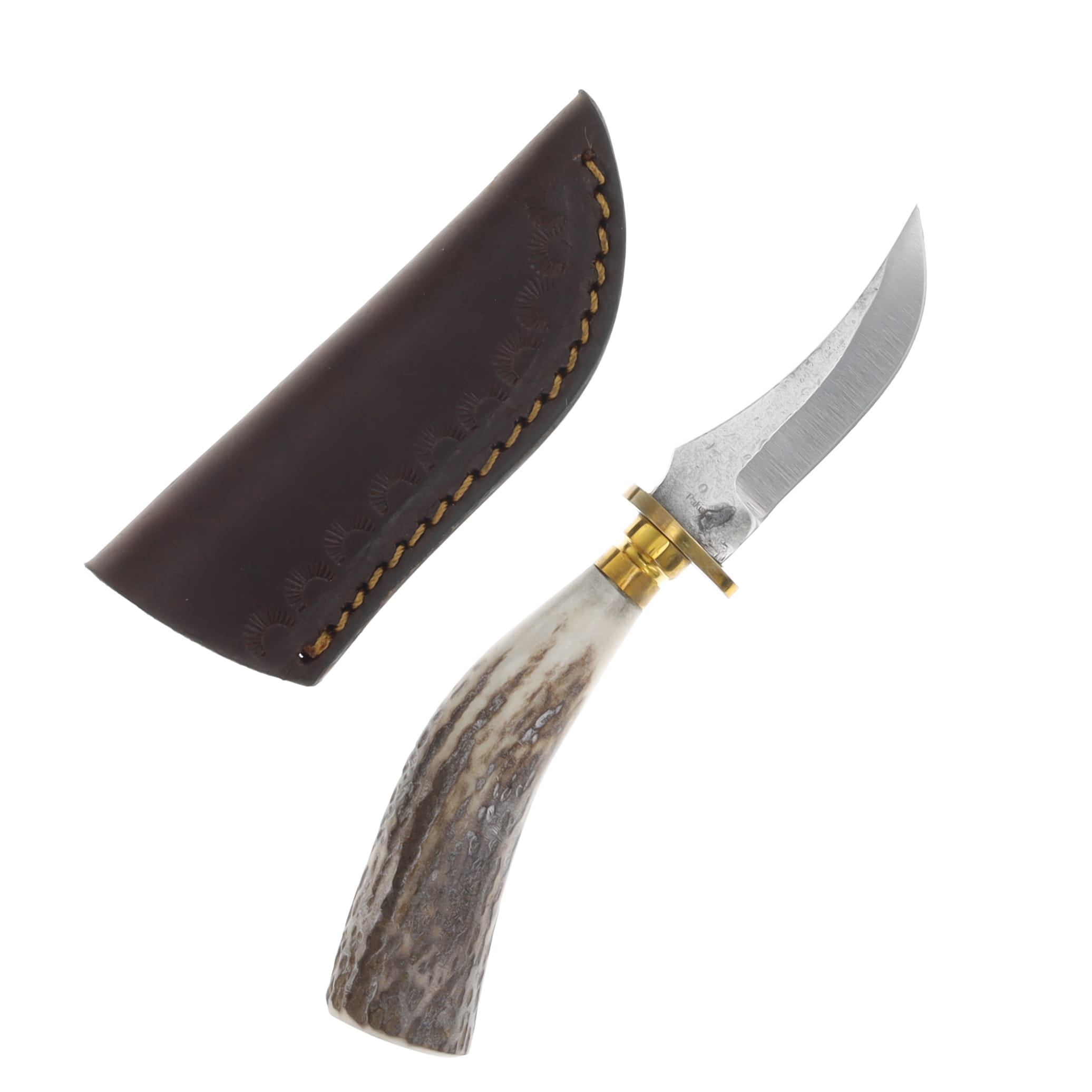 Szco Mini Stag Hunter Fixed Blade Knife with Leather Sheath SS7025 View 1