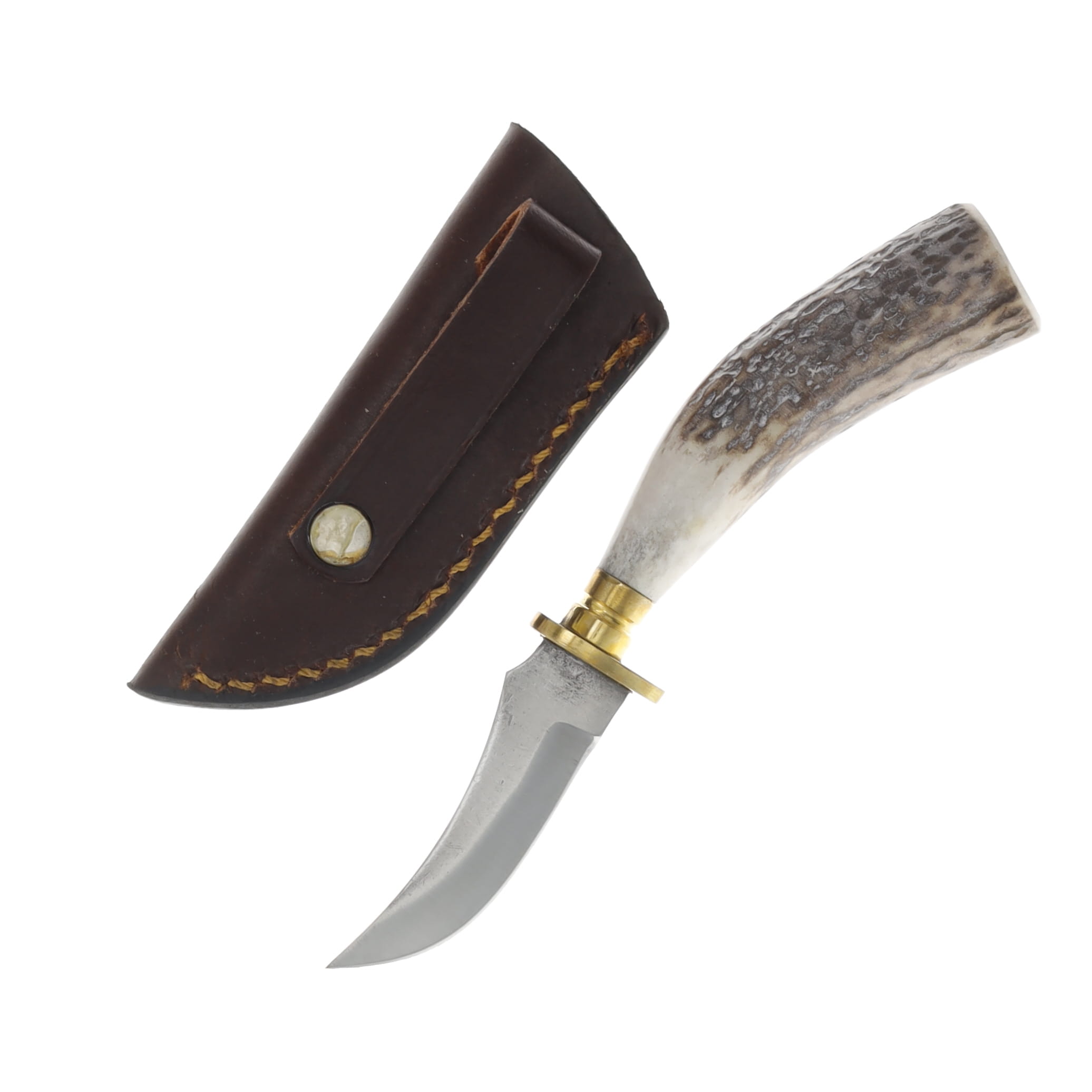 Szco Mini Stag Hunter Fixed Blade Knife with Leather Sheath SS7025 View 2