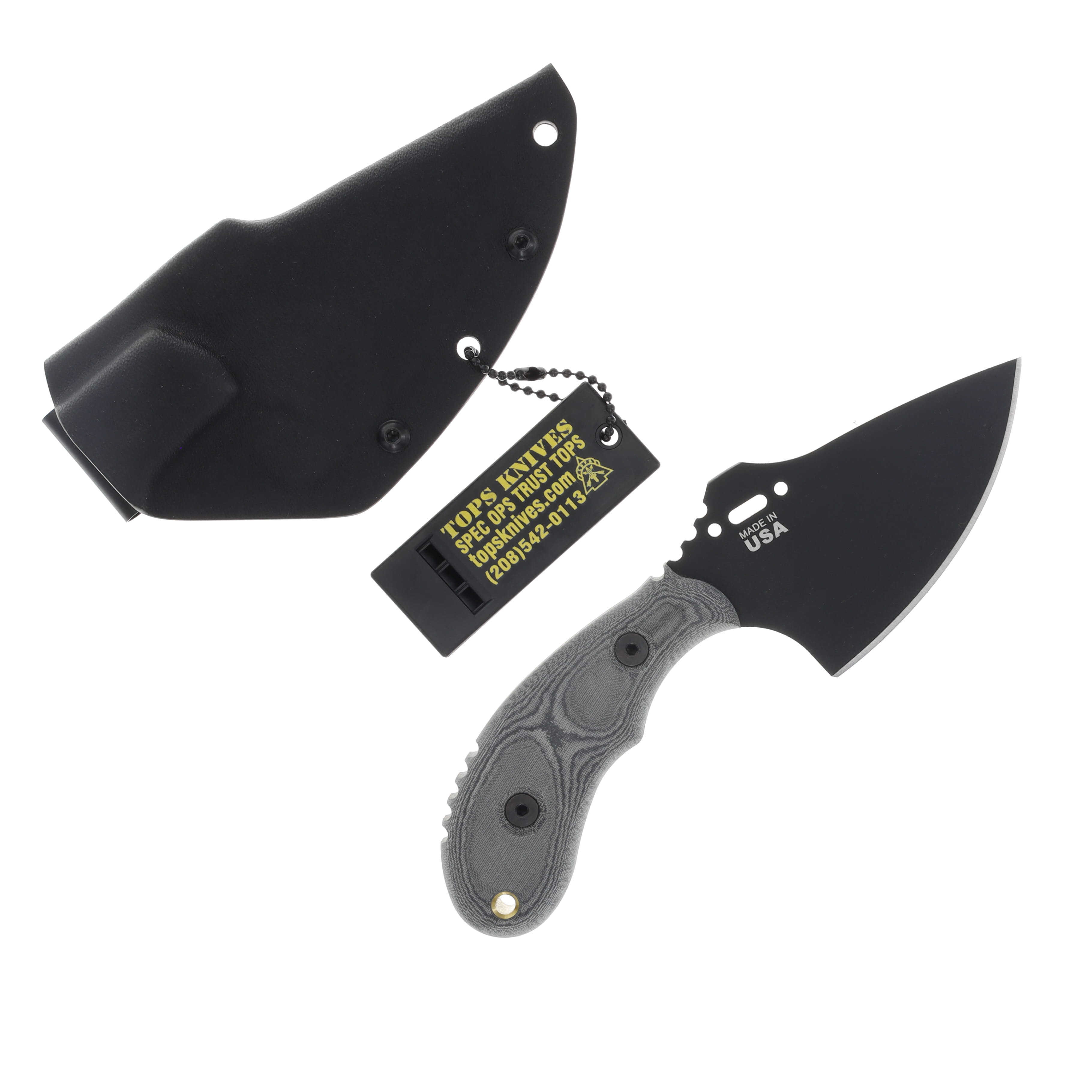TOPS Knives Wolf Pup XL Fixed Blade Linen Micarta Black 3.5in Drop Point TPWP011 View 1