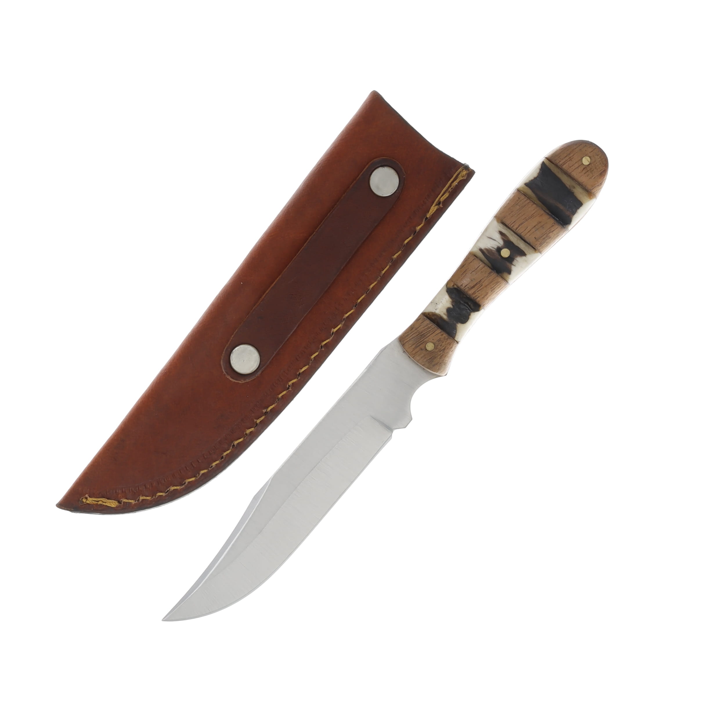 SZCO Supplies Stag and Wood Fixed Blade Hunter Knife 4.5in Clip Point SS7026 View 1