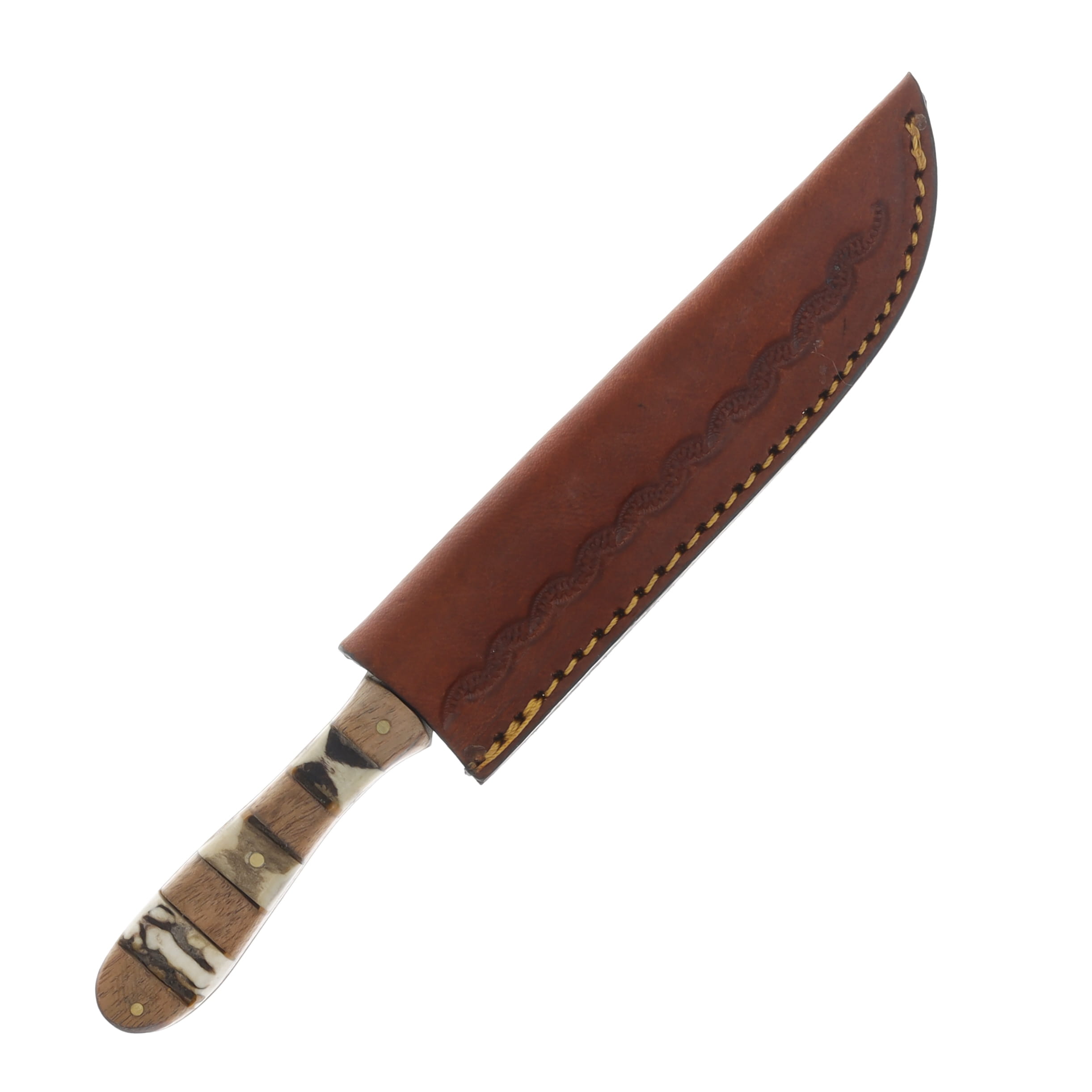 SZCO Supplies Stag and Wood Fixed Blade Hunter Knife 4.5in Clip Point SS7026 View 4