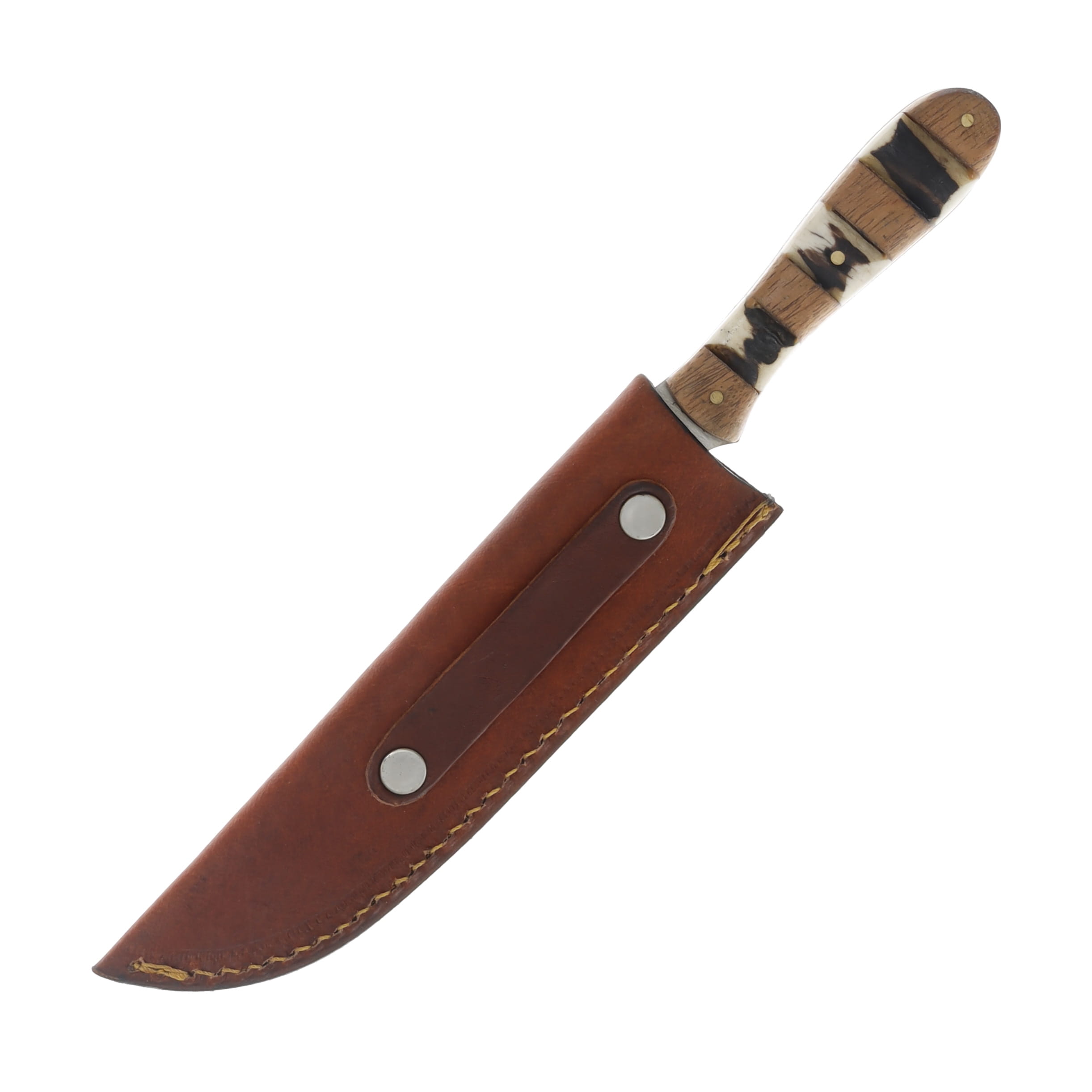 SZCO Supplies Stag and Wood Fixed Blade Hunter Knife 4.5in Clip Point SS7026 View 3