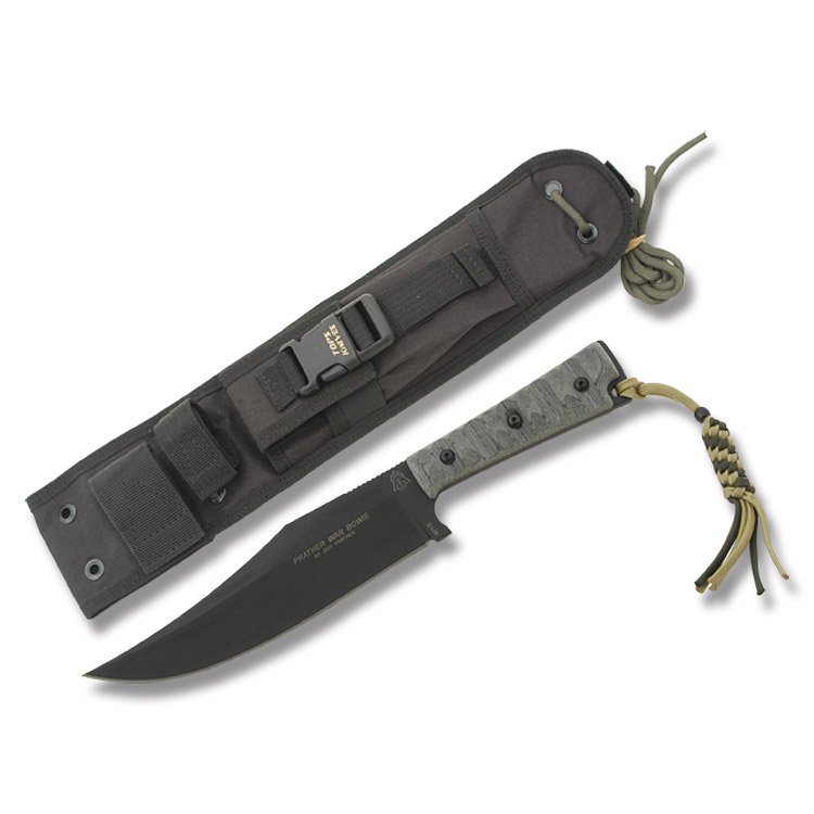 TOPS Knives Prather War Micarta Bowie Fixed Blade 7.25in Black Clip Point TPPWB01 View 1