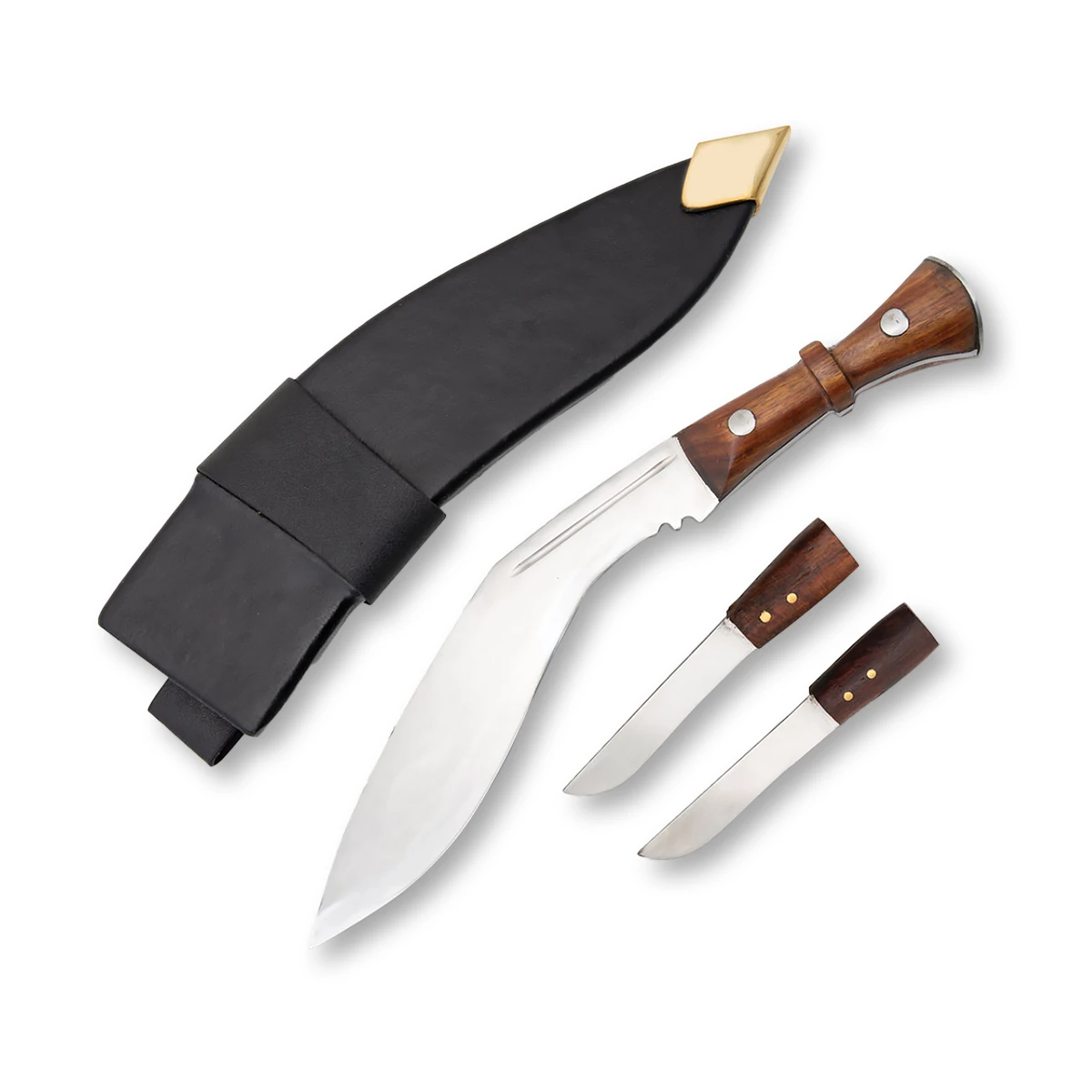 Gurkha Kukri with Mini Knives and Brown Wood Handle 901120 View 1